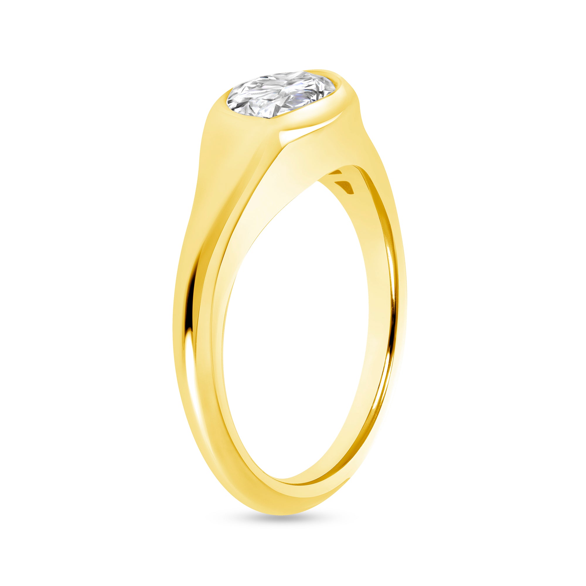 Pear-Shaped Diamond Bezel Set Ring in 18K Yellow Gold