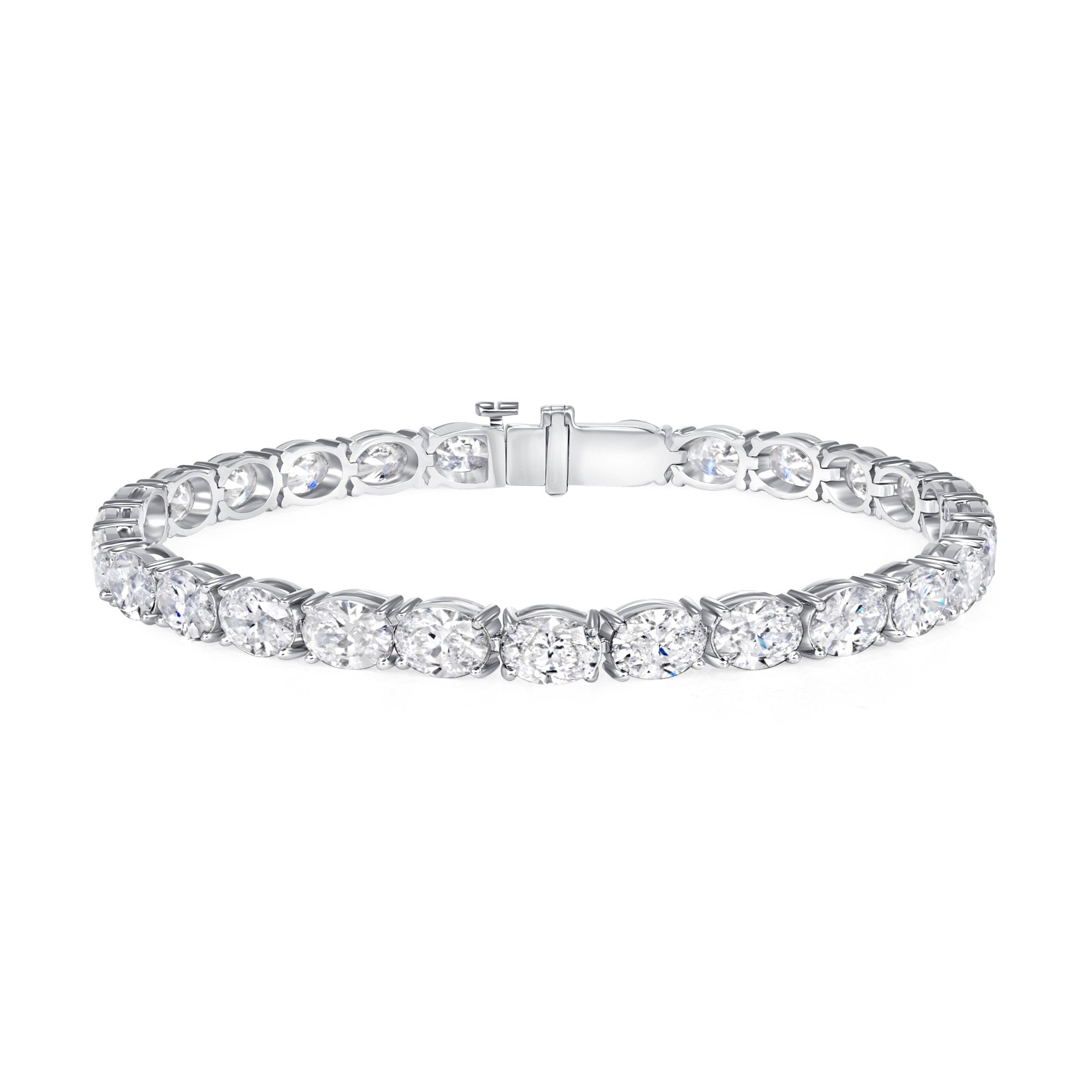 Large Oval-Cut Diamond Tennis Bracelet in 18K White Gold