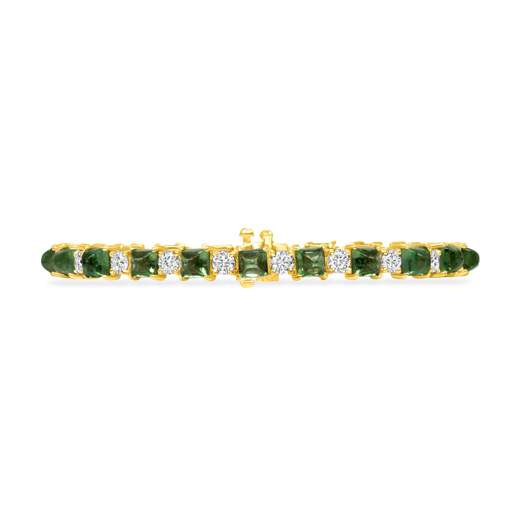 Tsavorite and Diamond Tennis Bracelet in 18K Yellow Gold