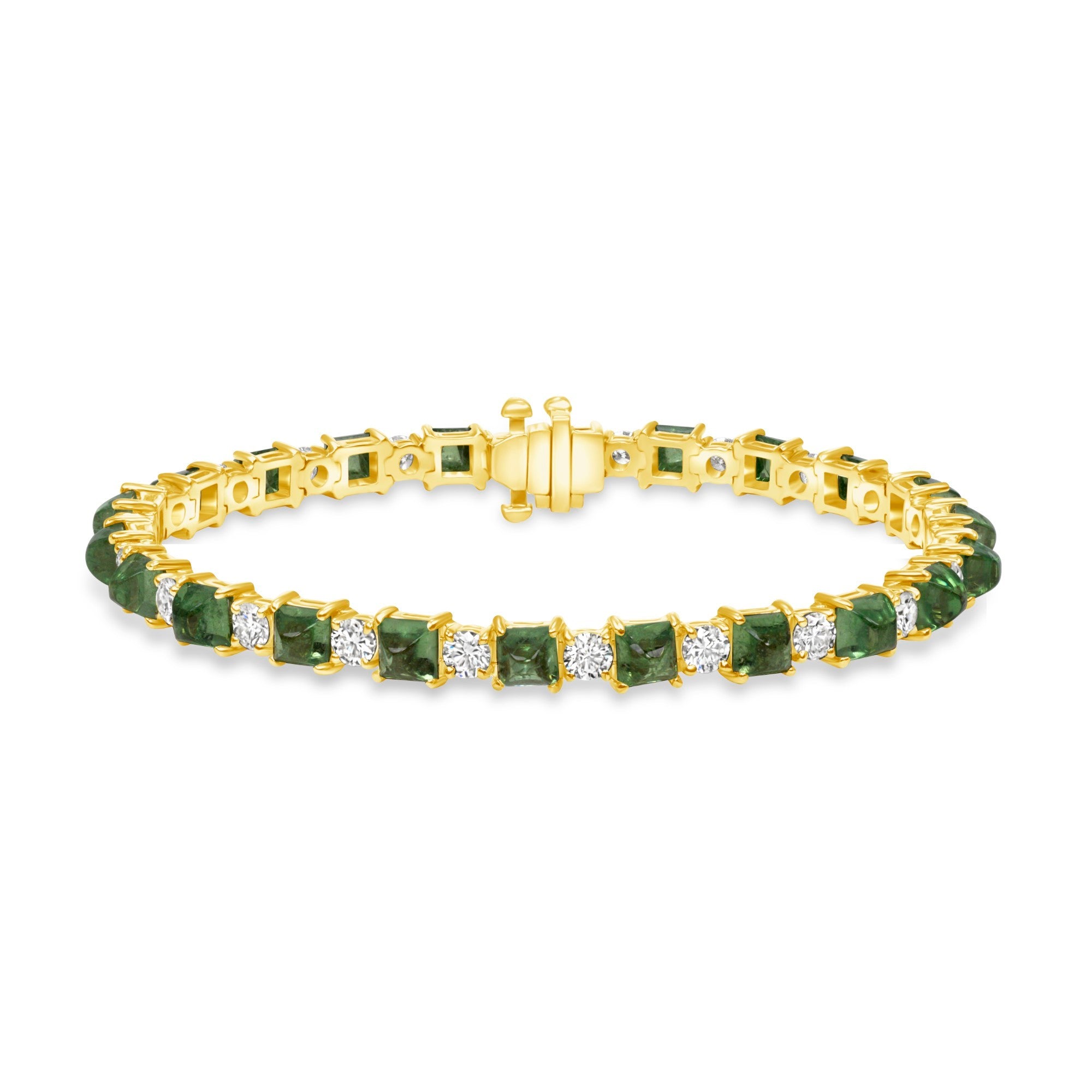 Tsavorite and Diamond Tennis Bracelet in 18K Yellow Gold