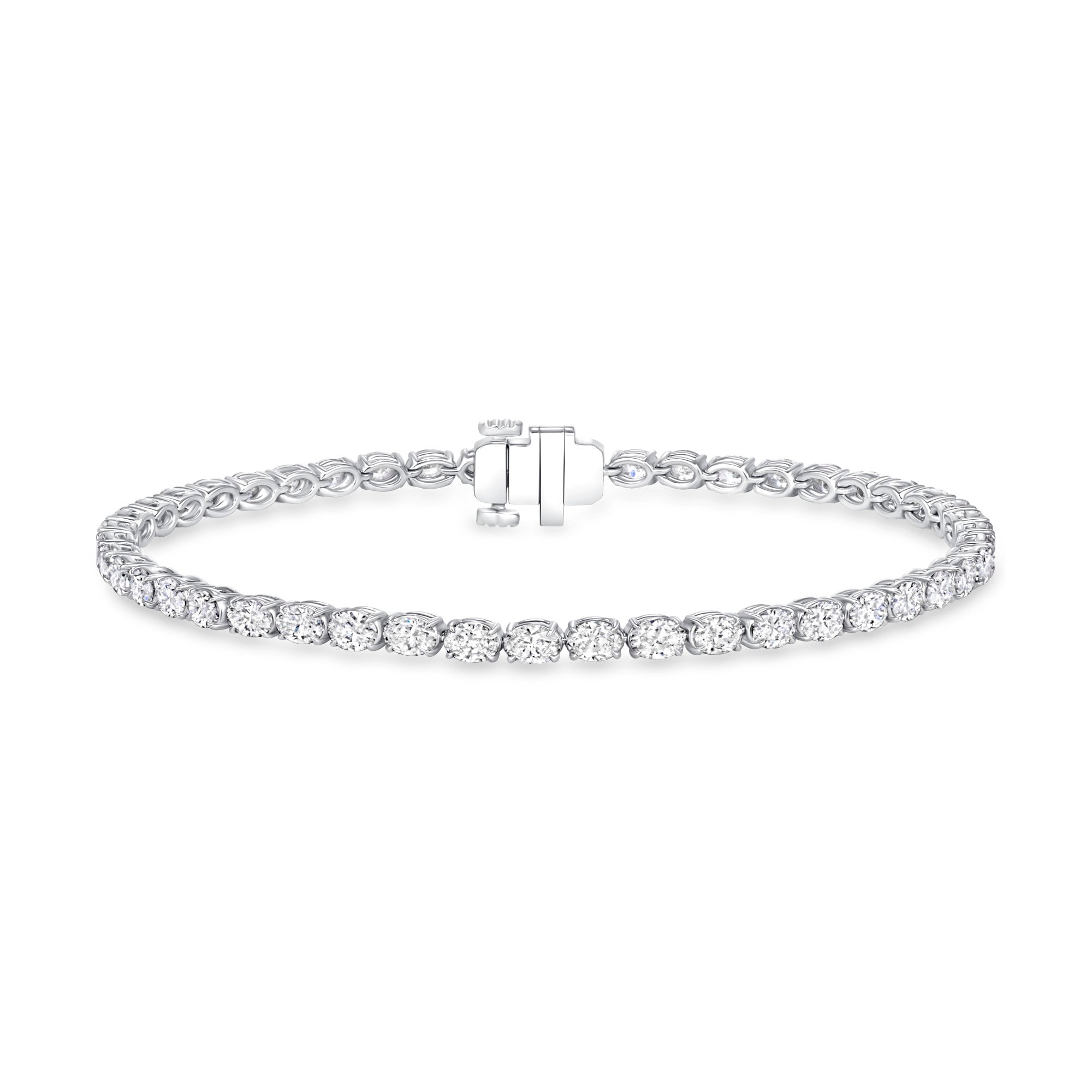 Petite Oval-Cut Diamond Tennis Bracelet in 18K White Gold