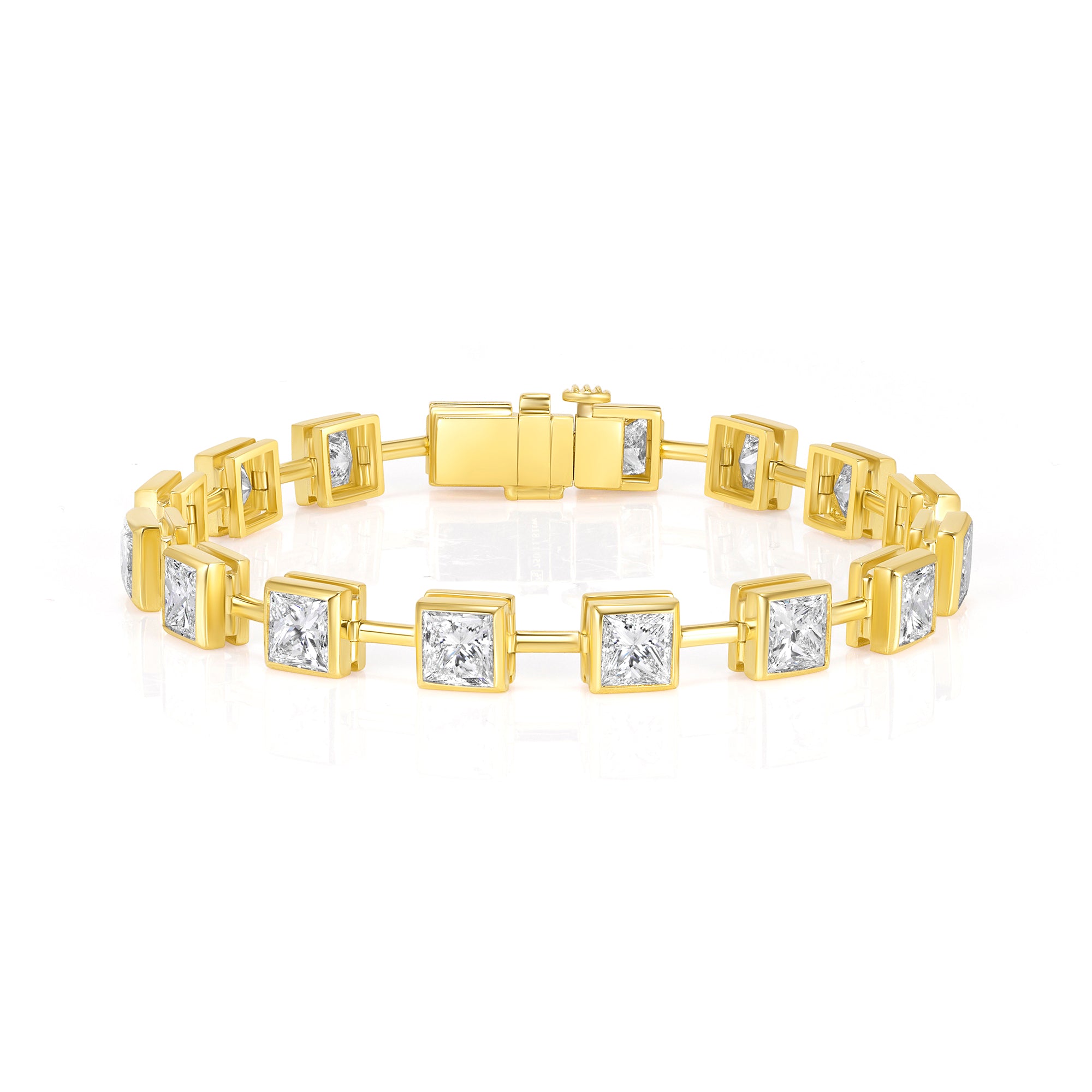 Square Cut Diamond Station Bracelet in 18K Yellow Gold