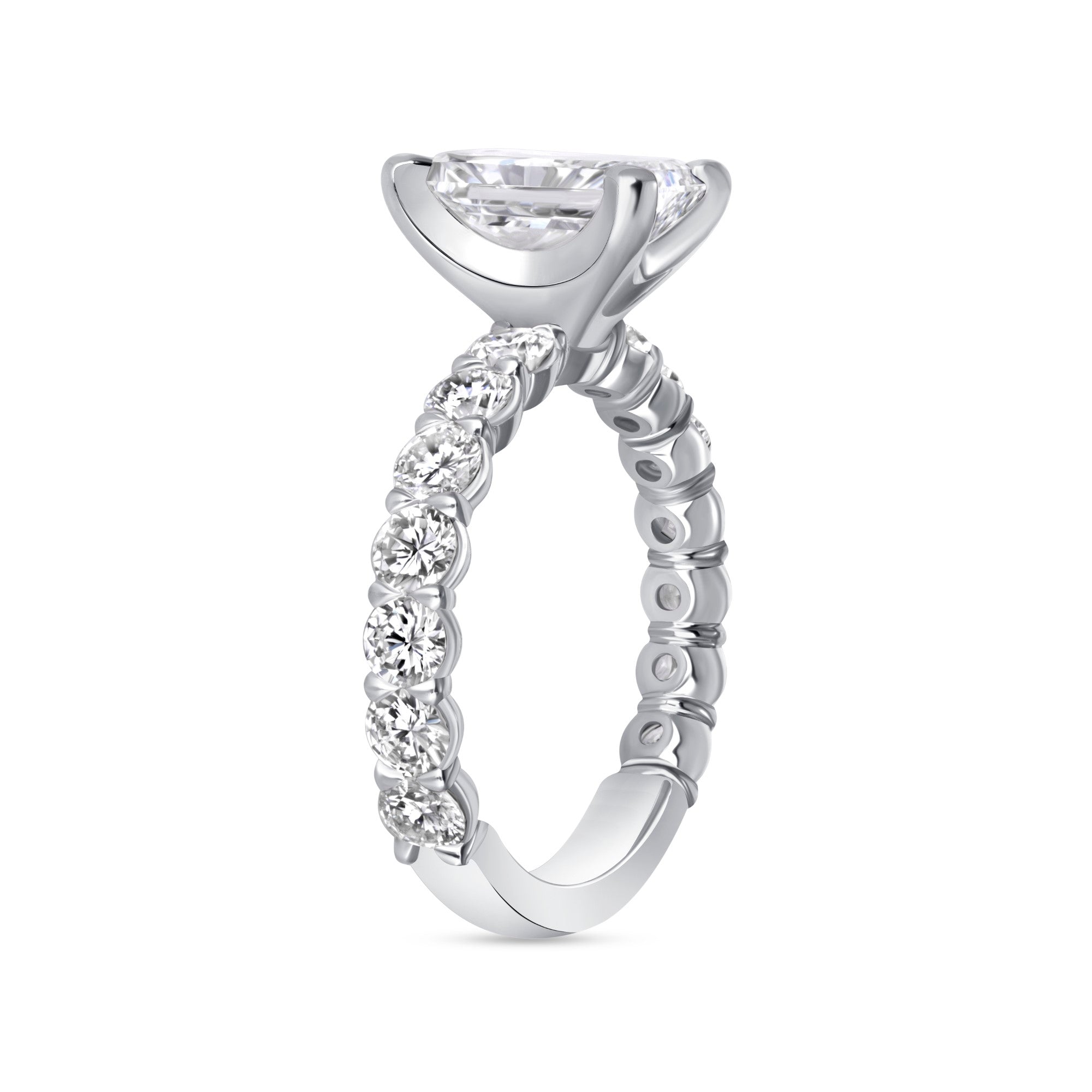 Radiant Cut Diamond Pavé Engagement Ring in Platinum