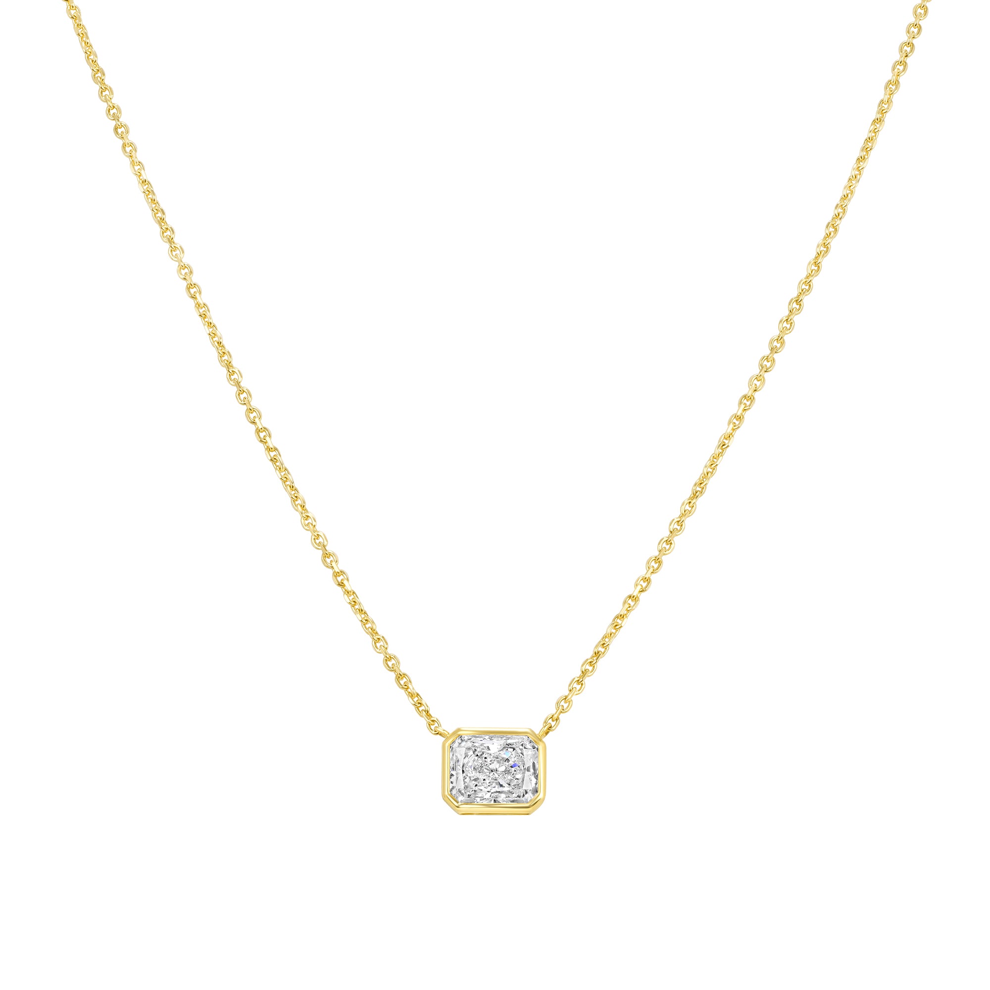 Bezel-Set Diamond Pendant Necklace in 18K Yellow Gold