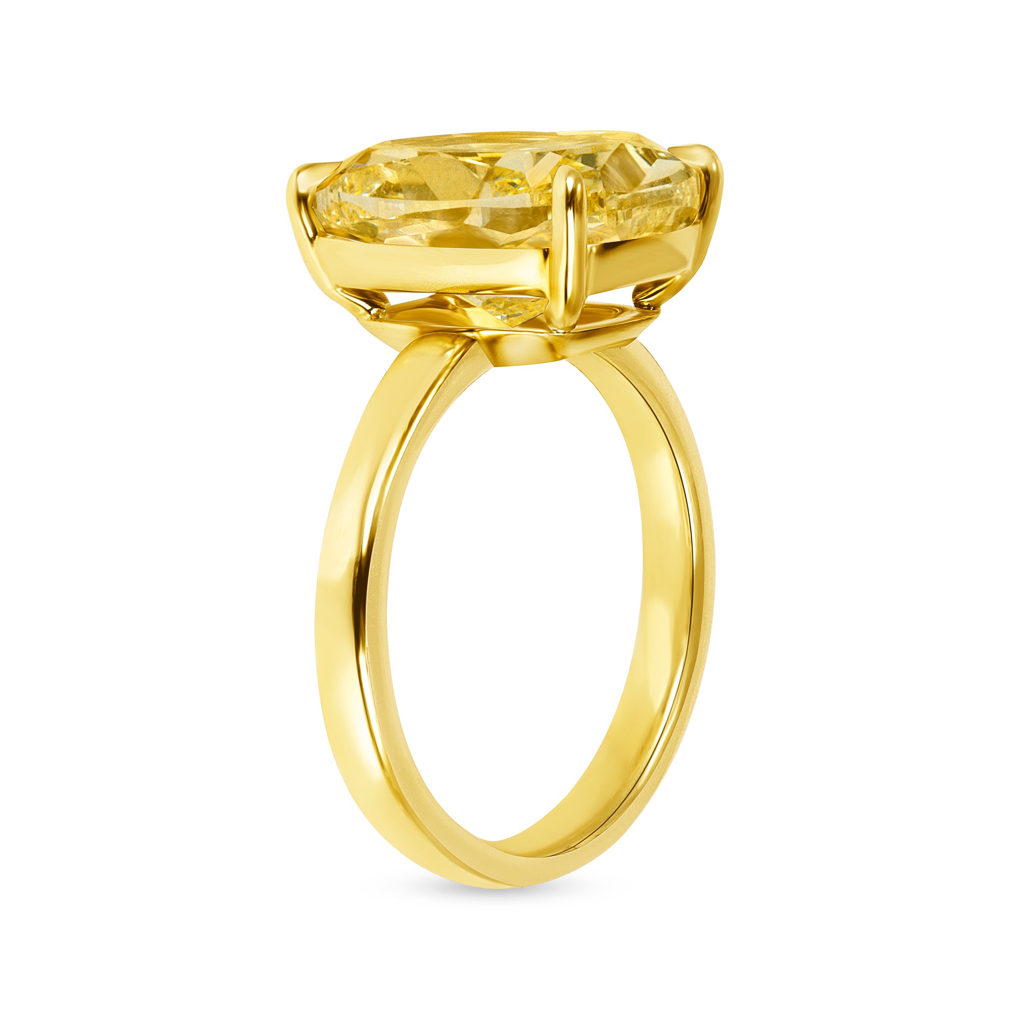 Cushion Cut Fancy Light Yellow Diamond Solitaire Ring in 18 Karat Yellow Gold