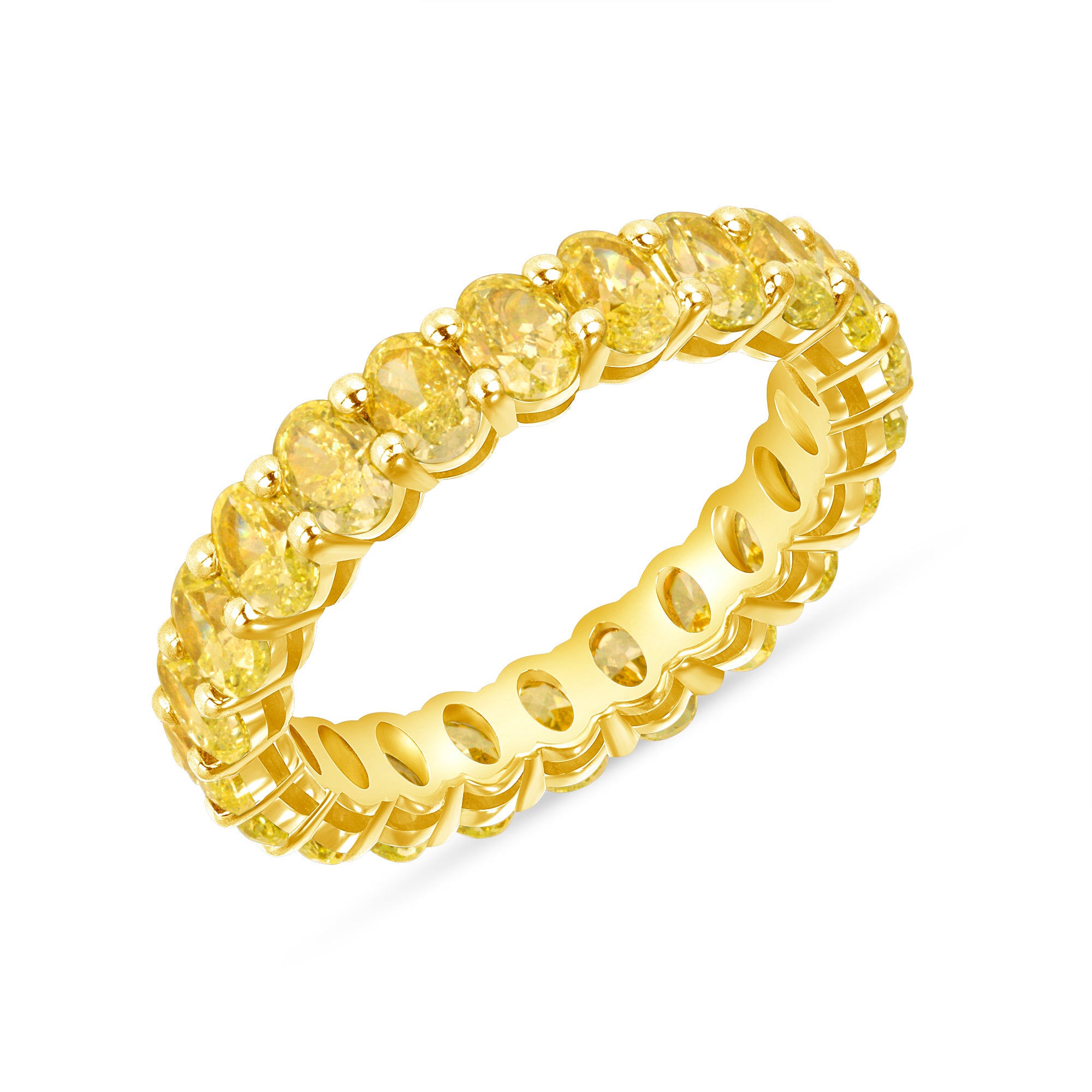 Oval Cut Yellow Diamond Eternity Band in 18 Karat Yellow Gold