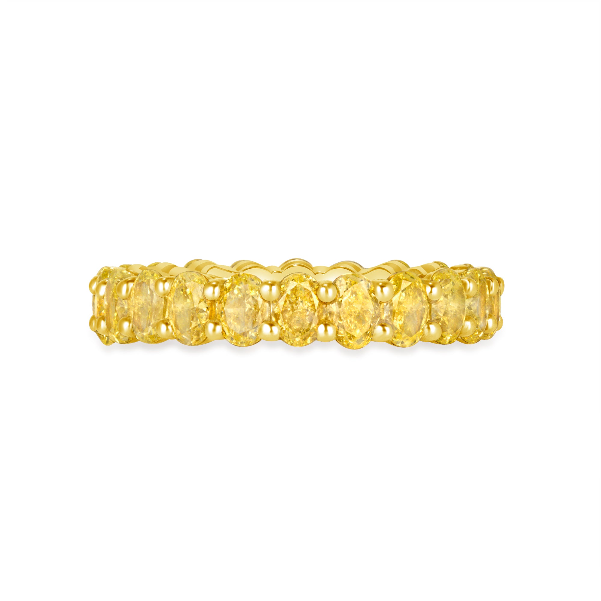 Oval Cut Yellow Diamond Eternity Band in 18 Karat Yellow Gold