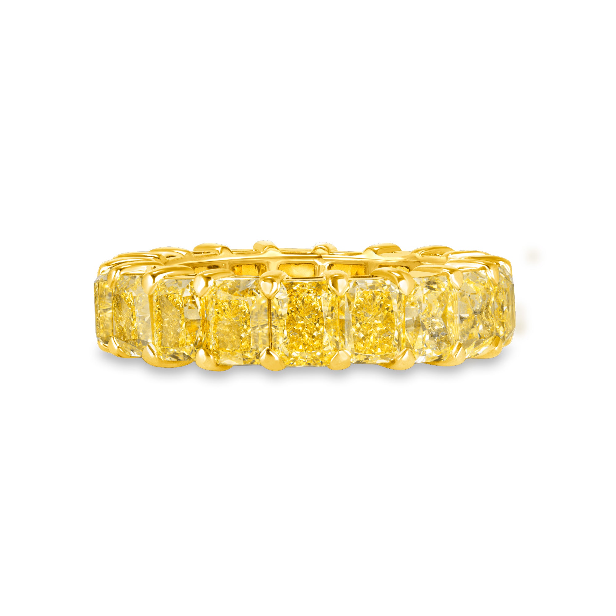 Radiant Cut Yellow Diamond Eternity Band in 18 Karat Yellow Gold