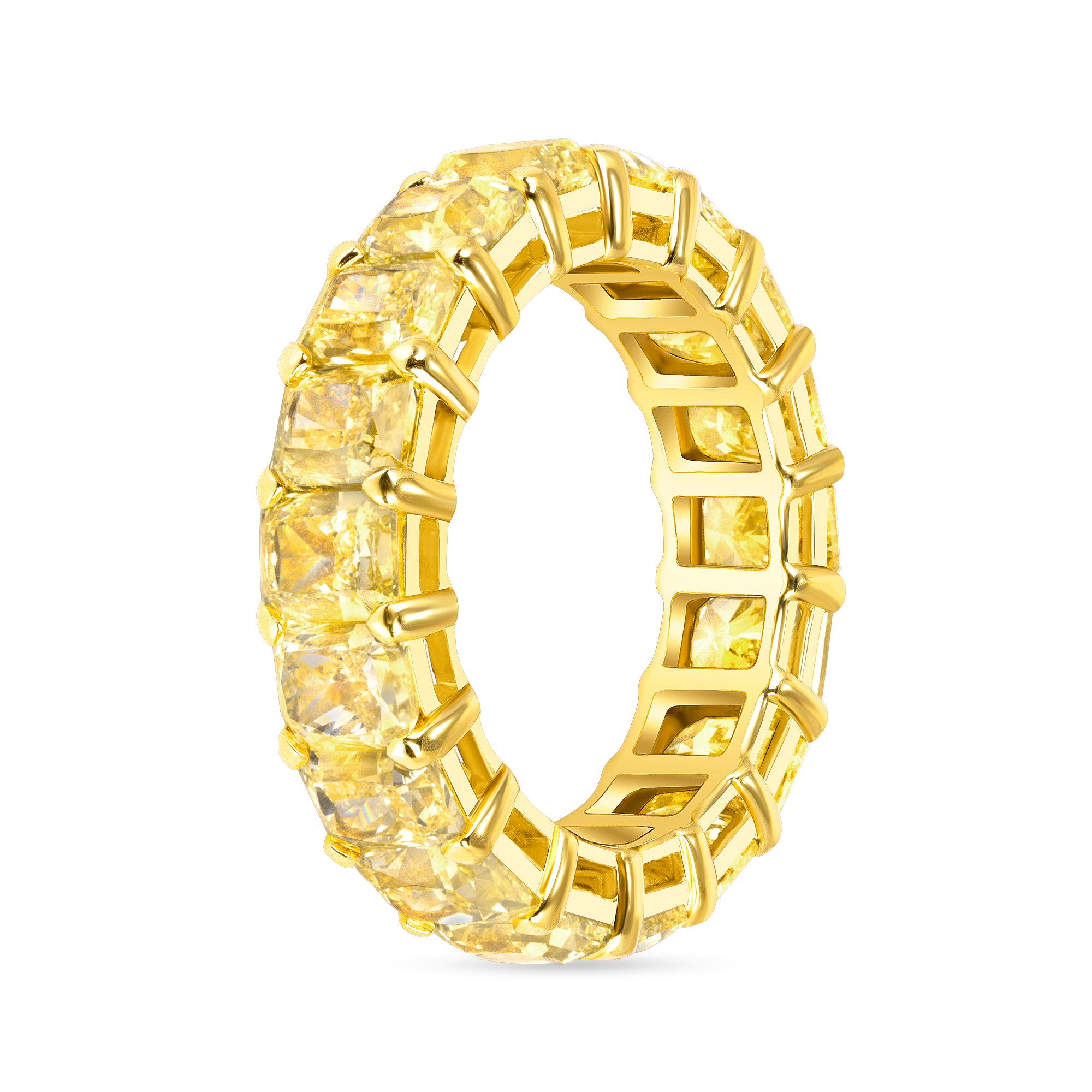 Radiant Cut Yellow Diamond Eternity Band in 18 Karat Yellow Gold