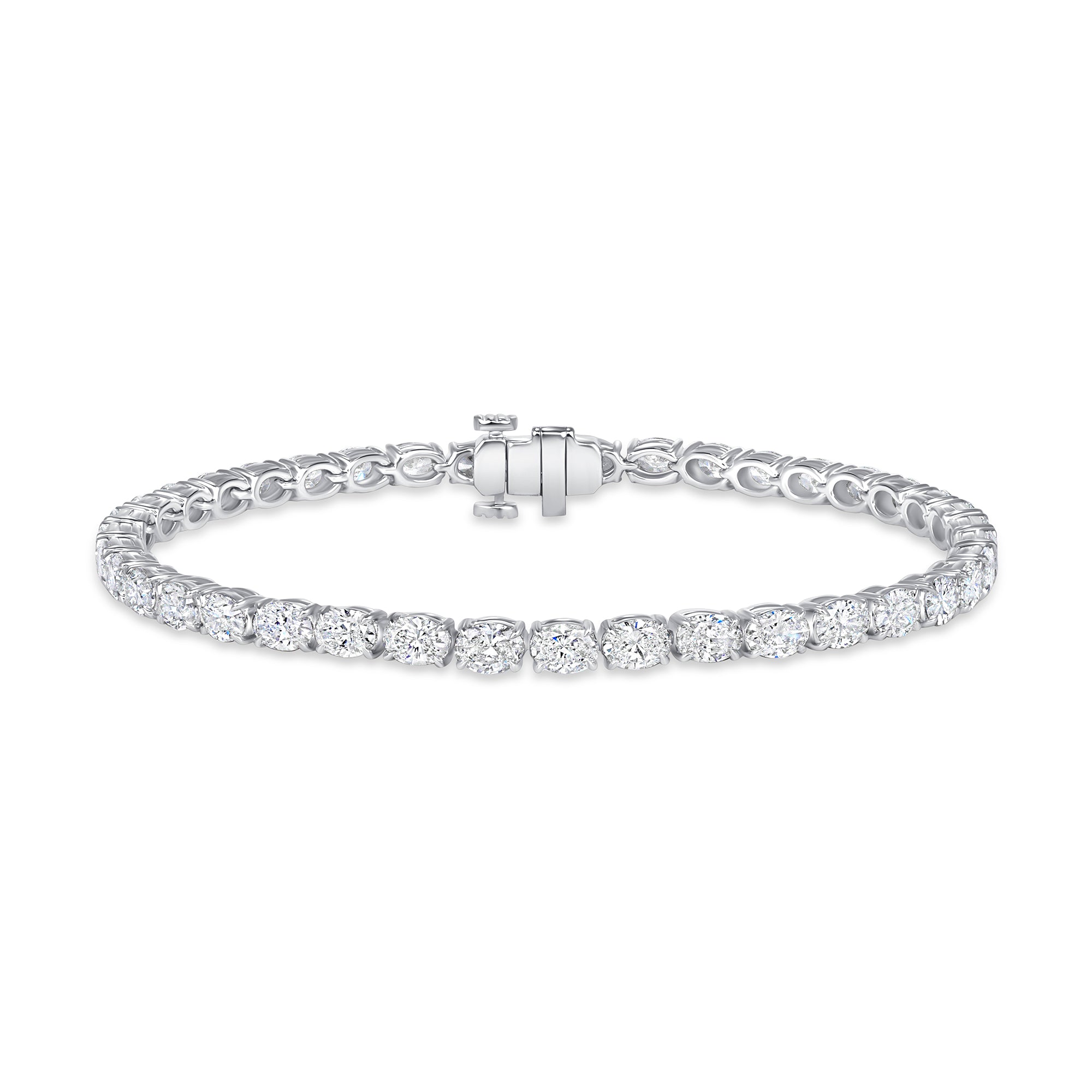 Medium Oval-Cut Diamond Tennis Bracelet in 18K White Gold