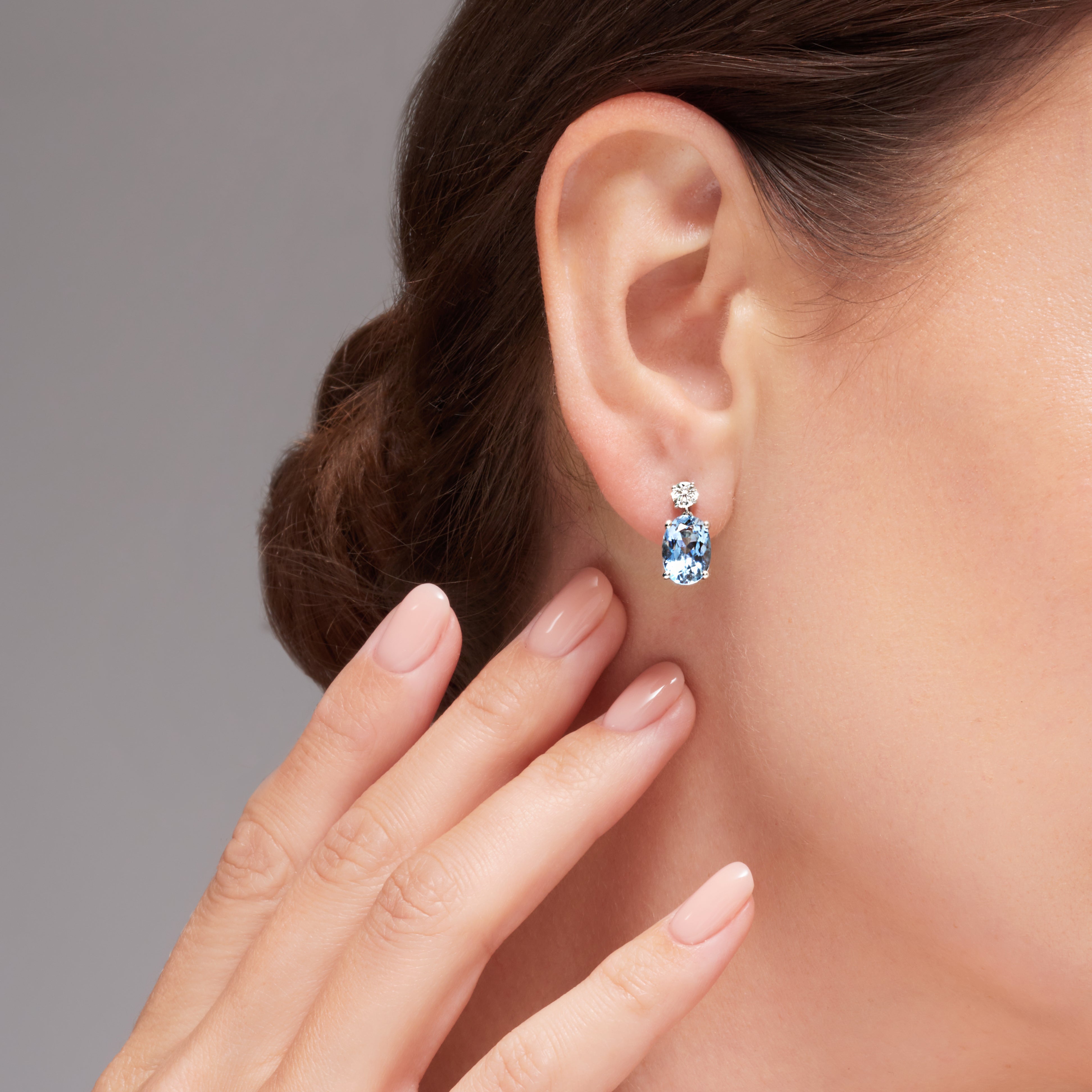 Aquamarine And Diamond Dangling Earrings In 18 Karat White Gold