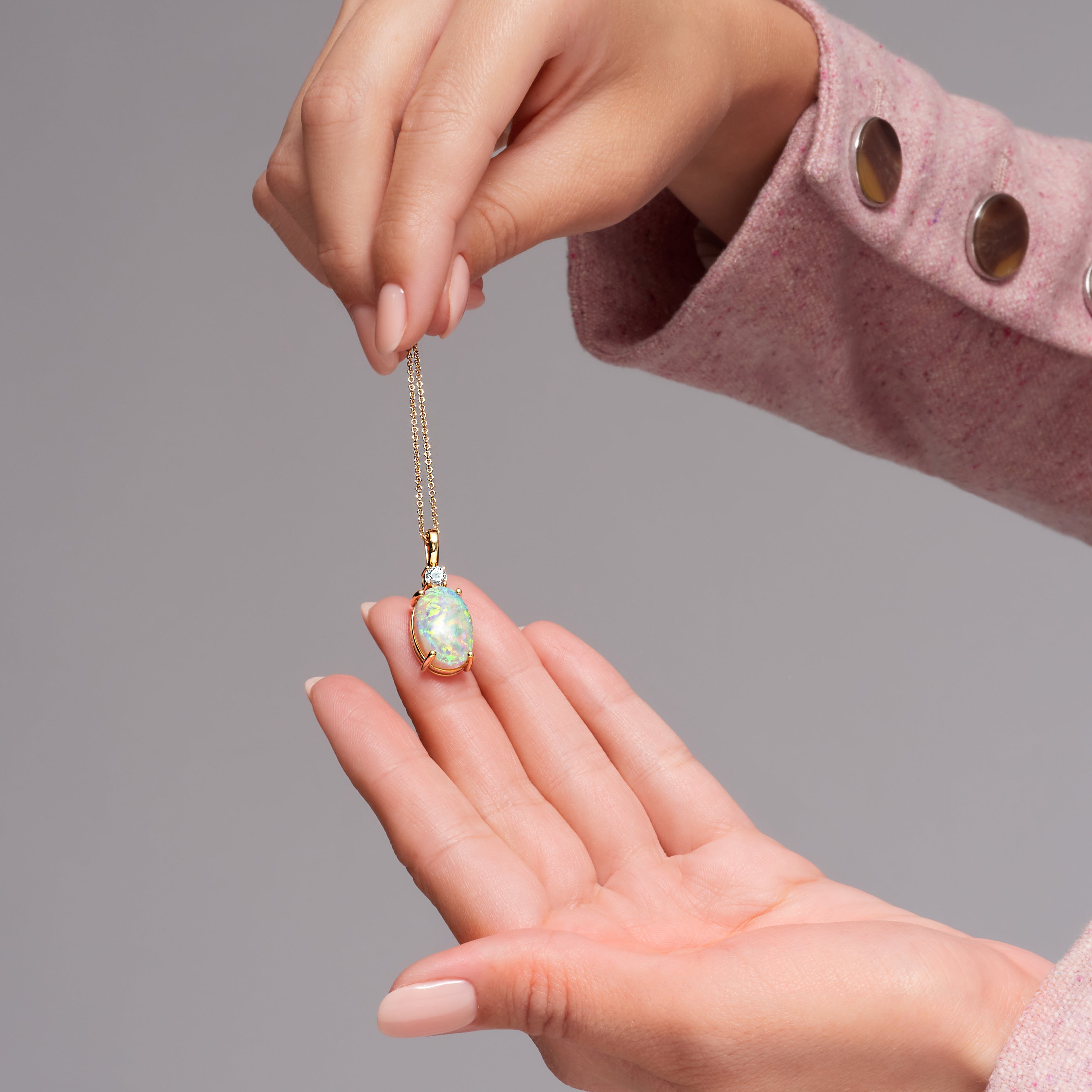 Opal And Diamond Pendant In 18 Karat Yellow Gold