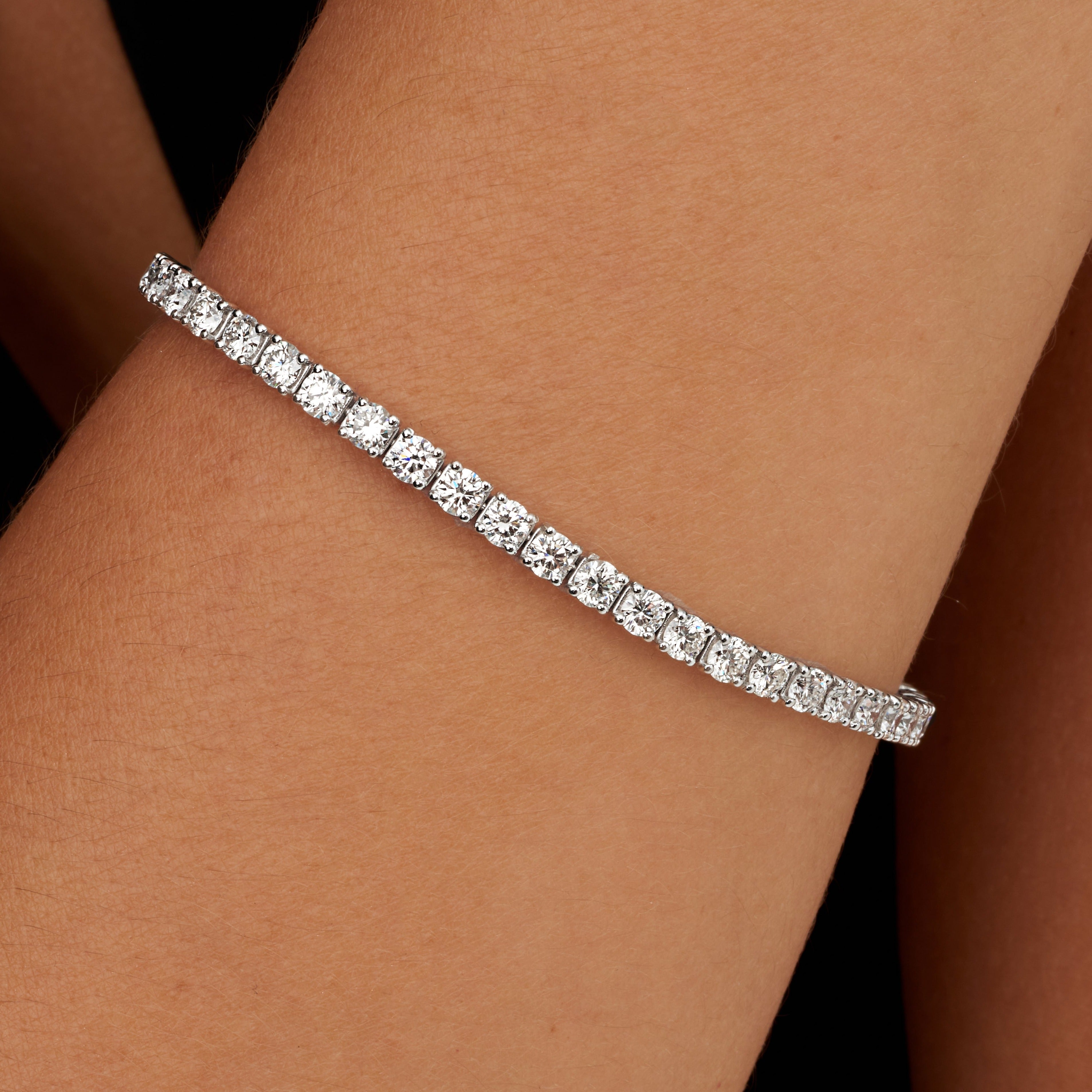 6.13ctw Round Diamond Tennis Bracelet in 18K White Gold