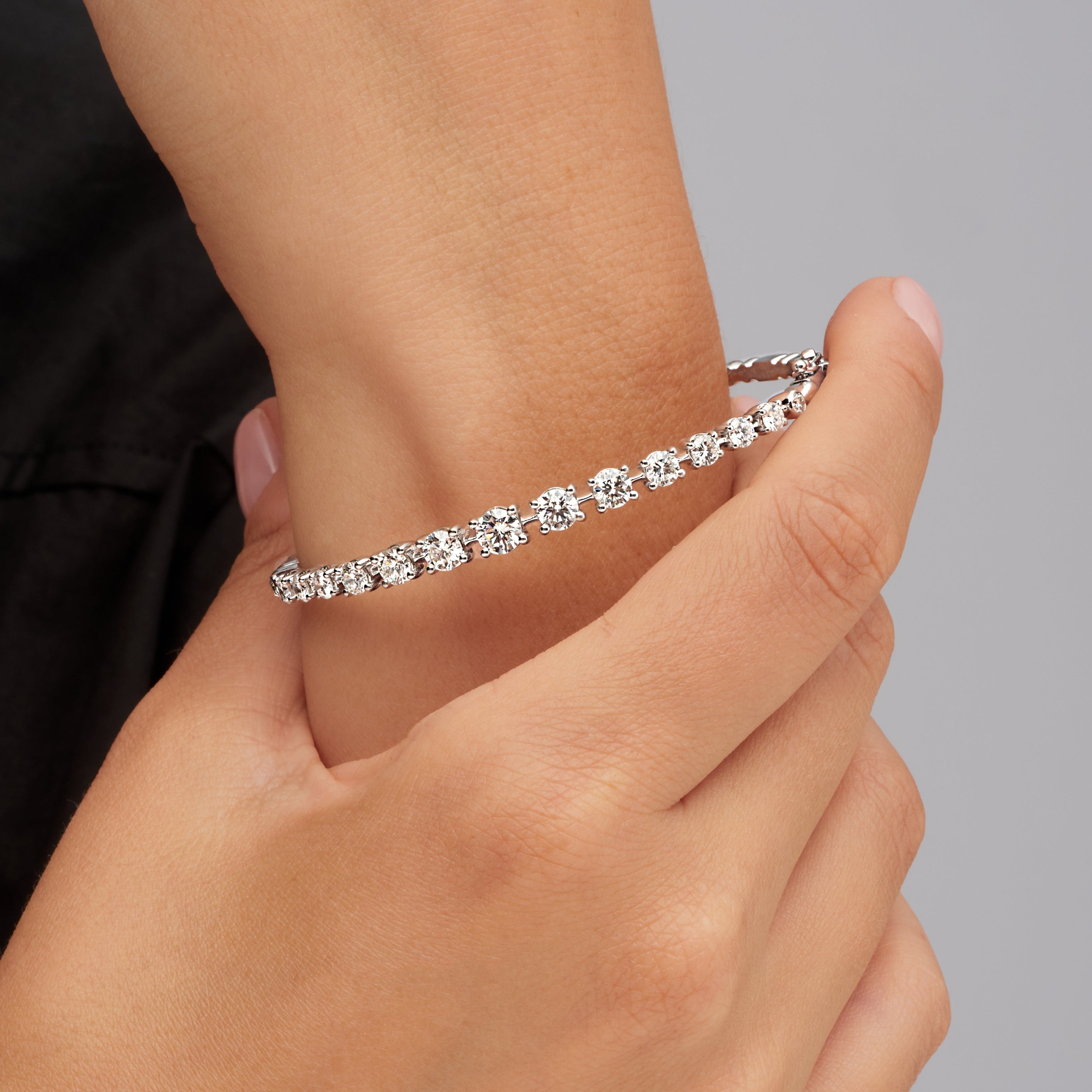 5.80ctw Round Diamond Tennis Bangle in 14K White Gold