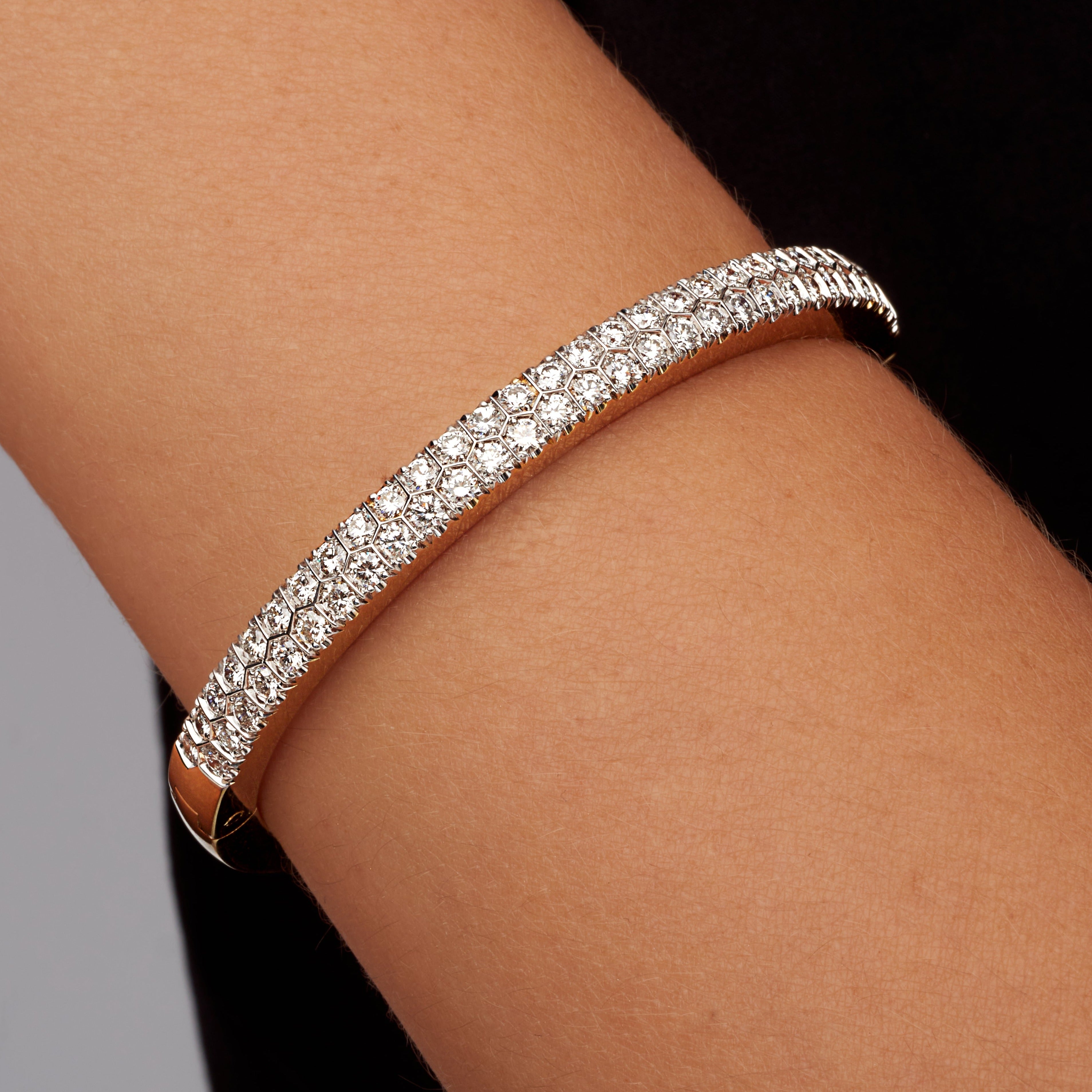 3.27ctw Double Row Diamond Bangle in 14K Yellow Gold