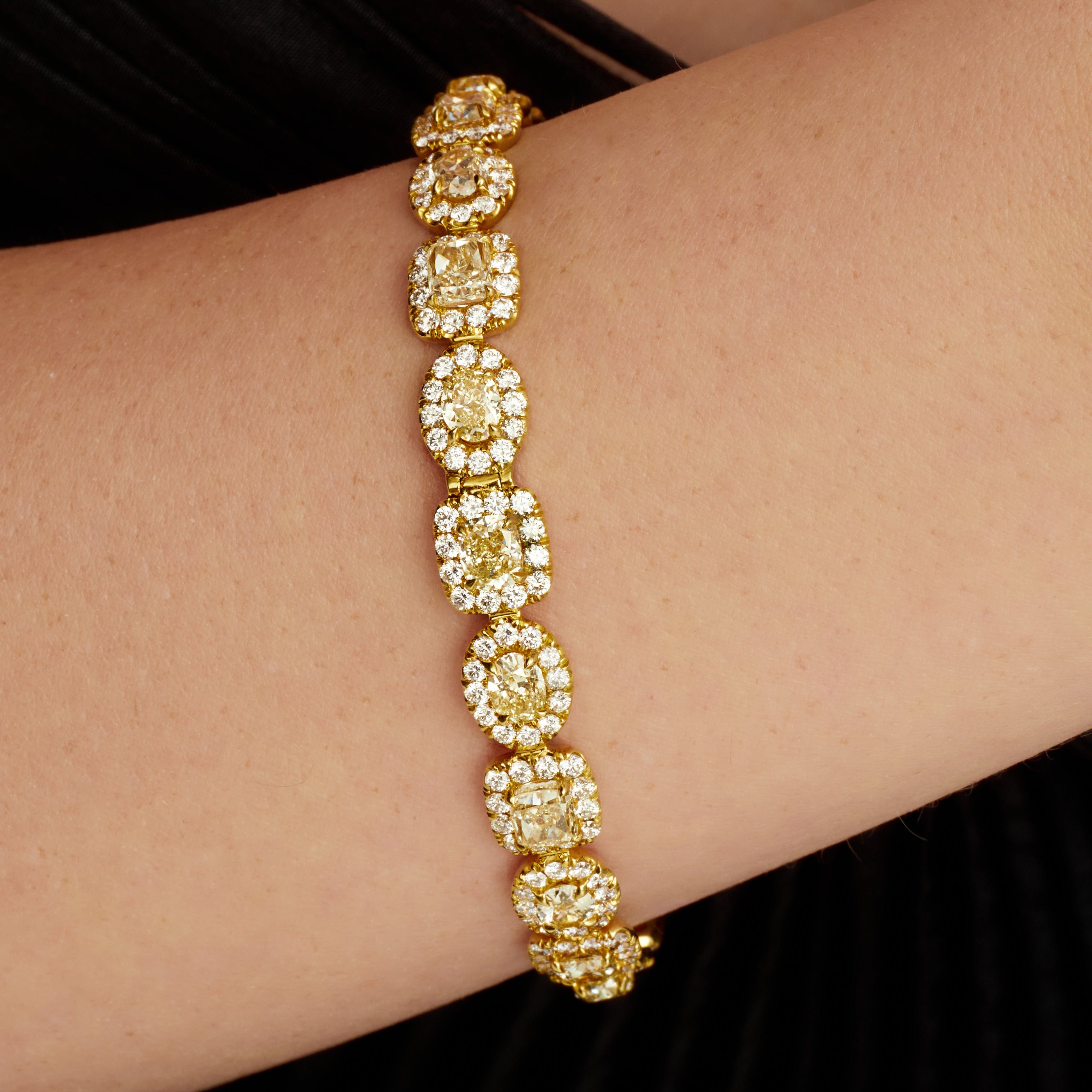 Mixed Cut Fancy Yellow Diamond Bracelet in 18 Karat Yellow Gold