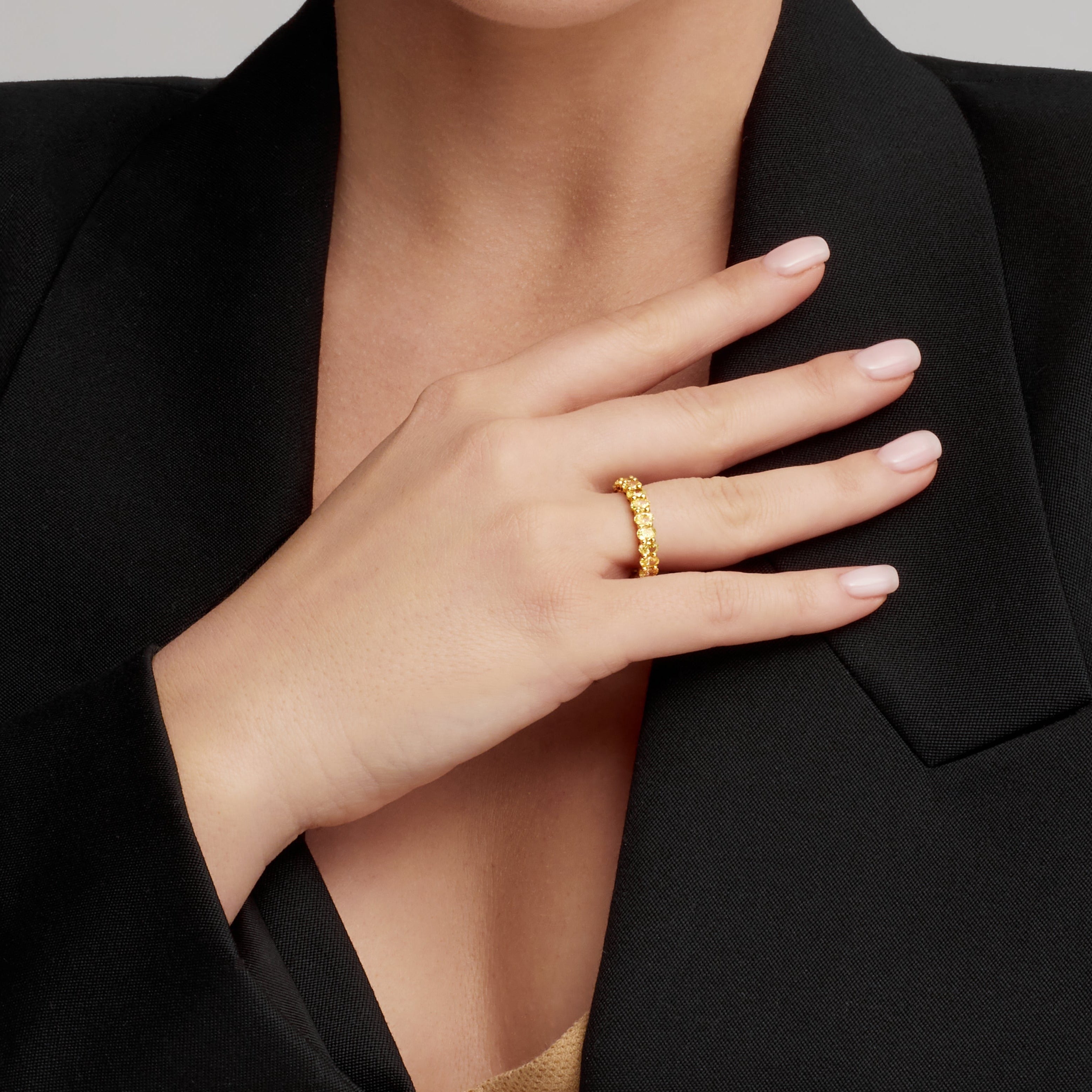 Oval Cut Yellow Diamond Eternity Band in 18 Karat Yellow Gold