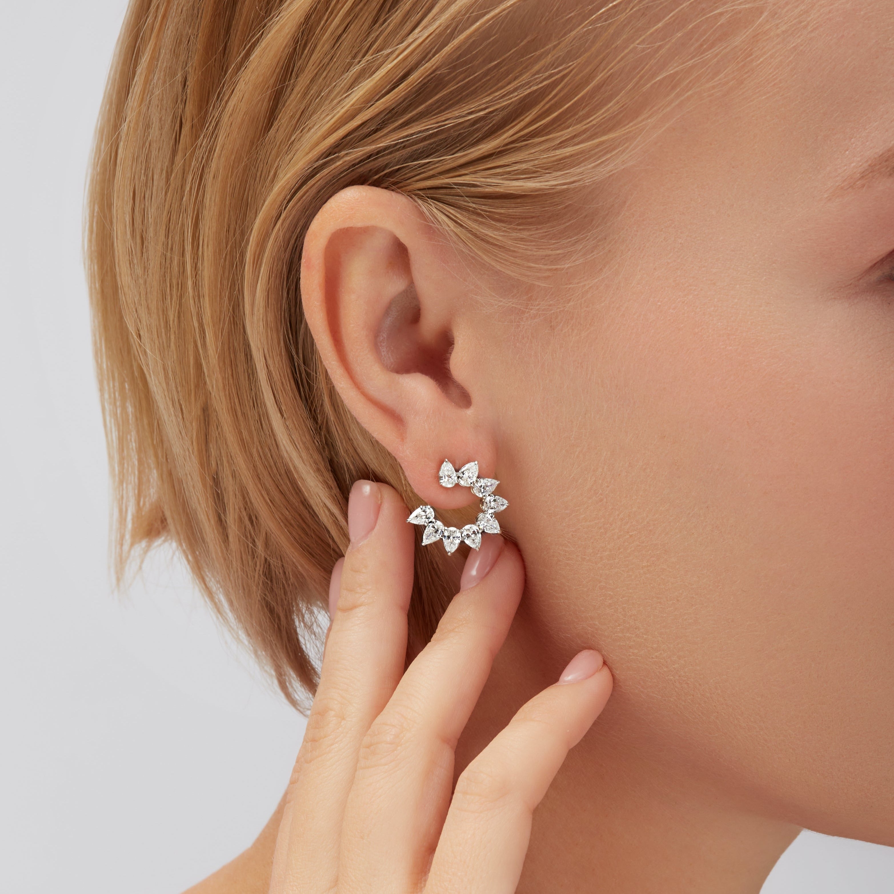 5.59ctw Heart Shape Diamonds Open Hoop Earrings in 18K White Gold