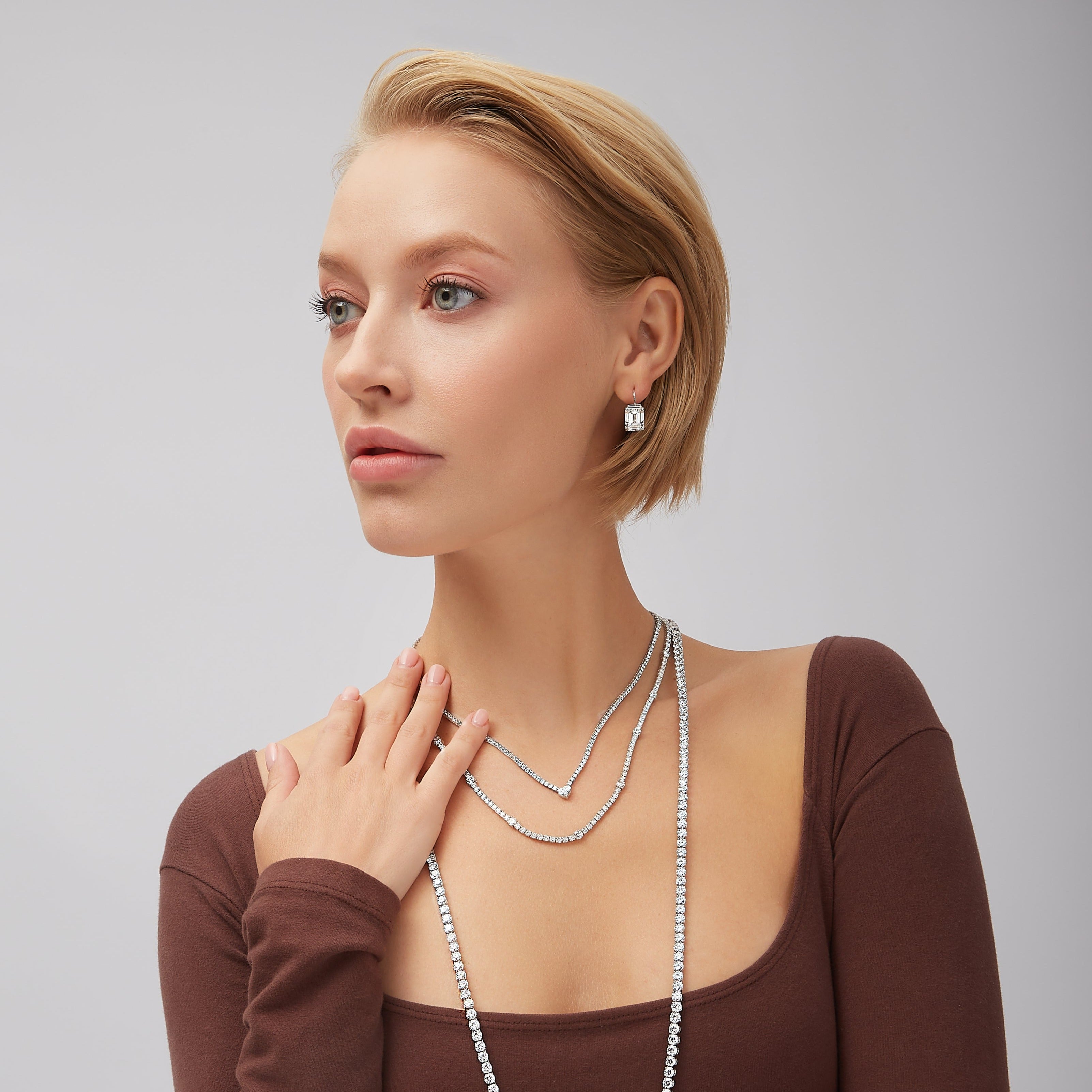 5.91ct Heart Shape Center Stone Diamond Tennis Necklace in 18K White Gold