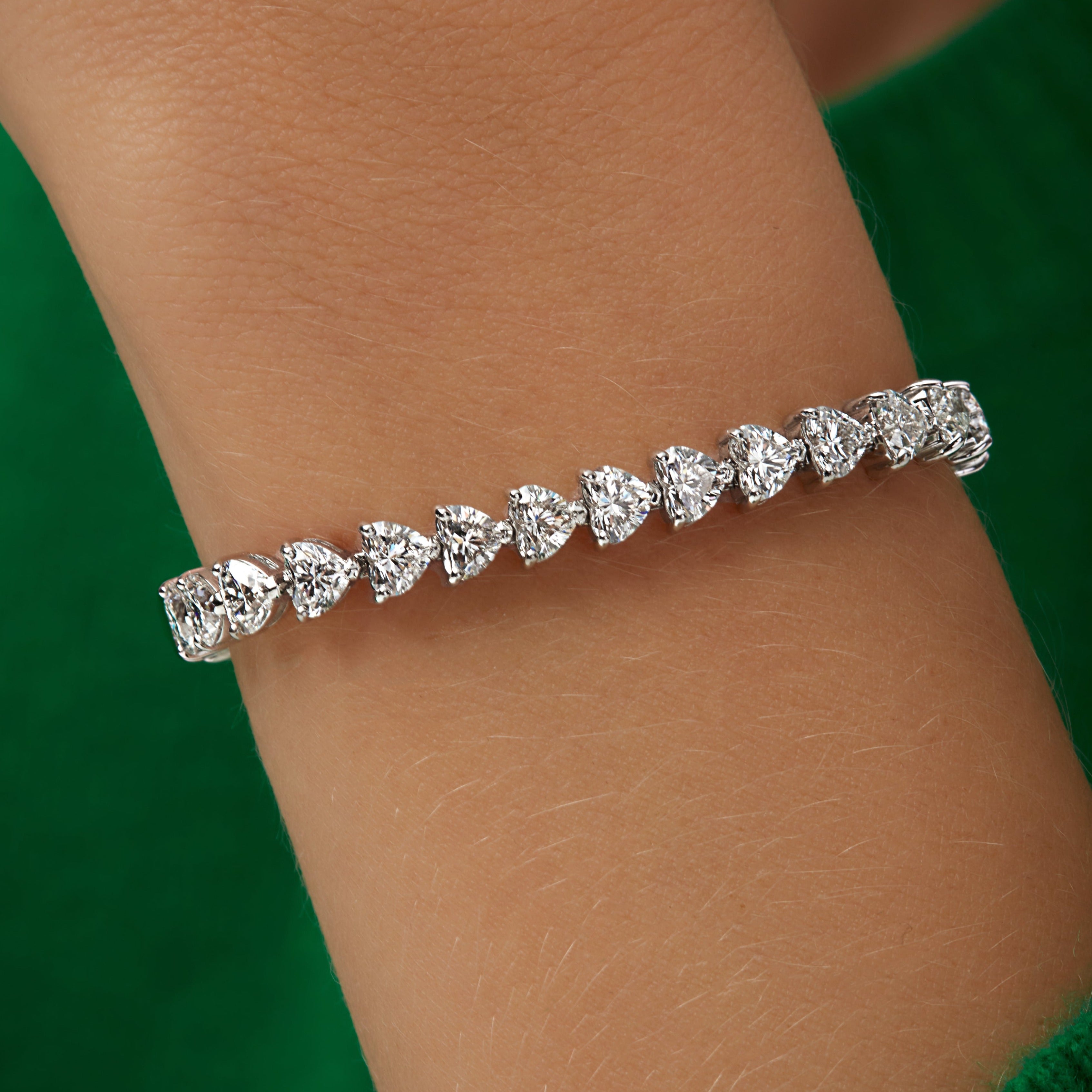 12.28ctw East-West Heart Cut Diamond Tennis Bracelet in 18K White Gold