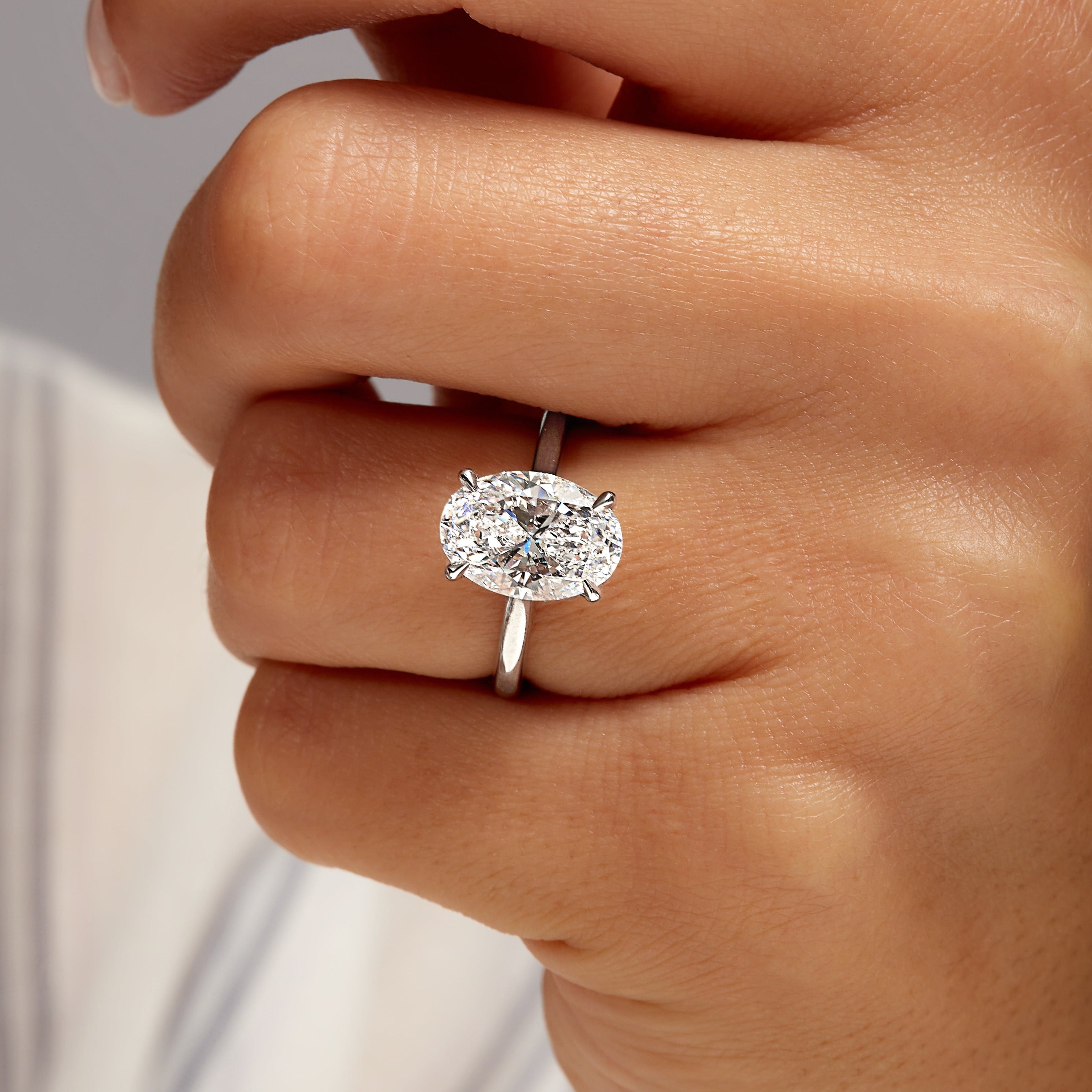 3.51ct Oval Cut Diamond Solitaire Ring in Platinum Band, GIA Certified