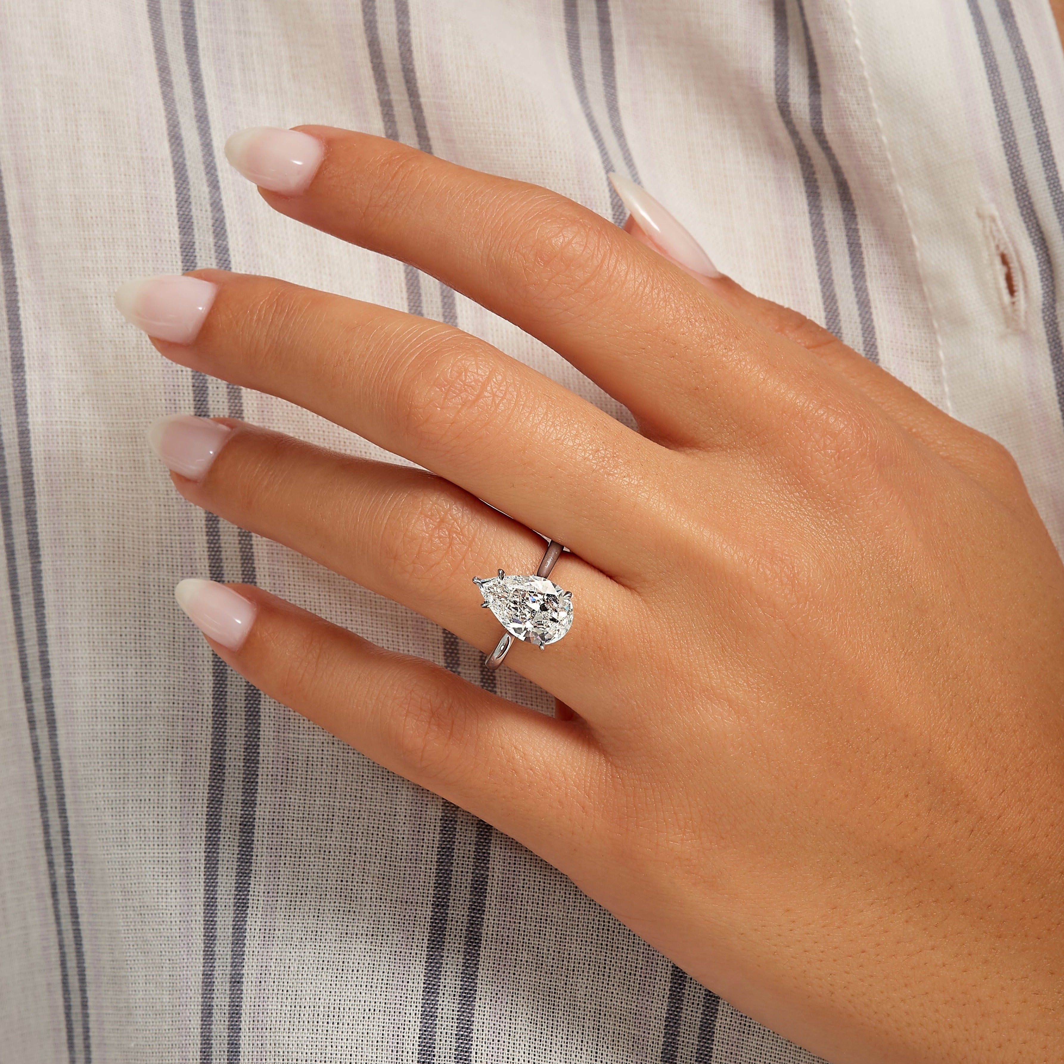 3.15ct Pear Cut Diamond Solitaire Ring in Platinum Band, GIA Certified