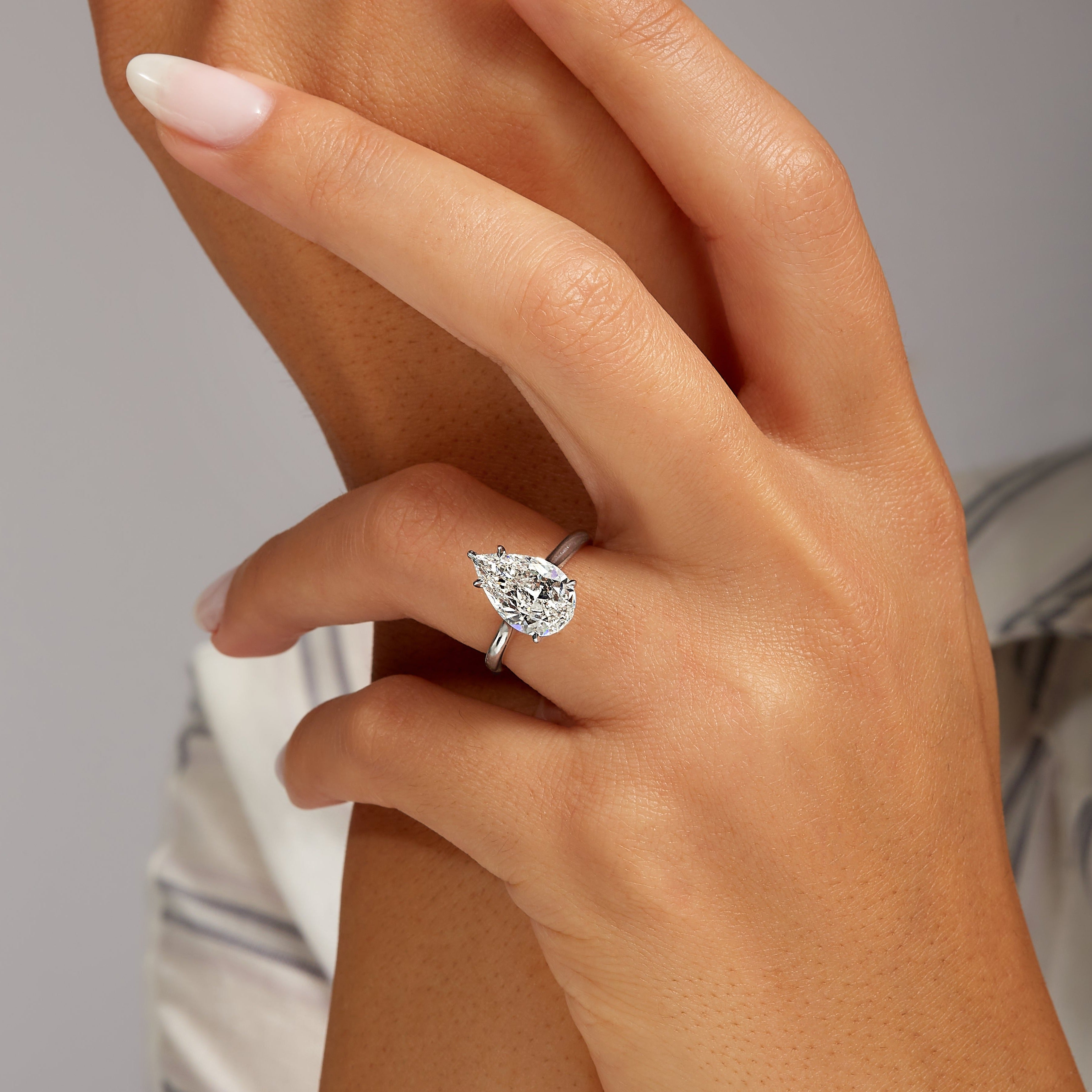 3.15ct Pear Cut Diamond Solitaire Ring in Platinum Band, GIA Certified