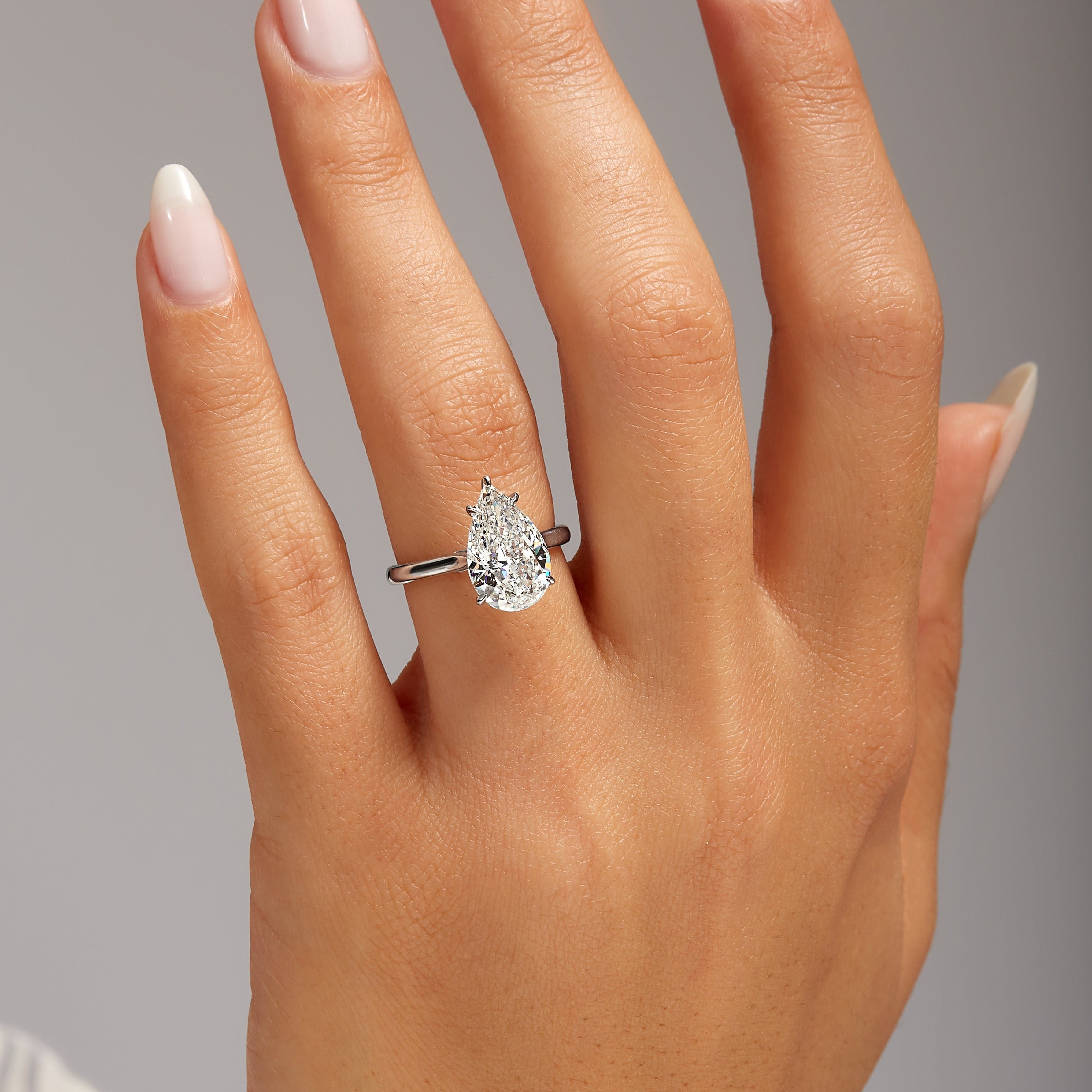 3.15ct Pear Cut Diamond Solitaire Ring in Platinum Band, GIA Certified