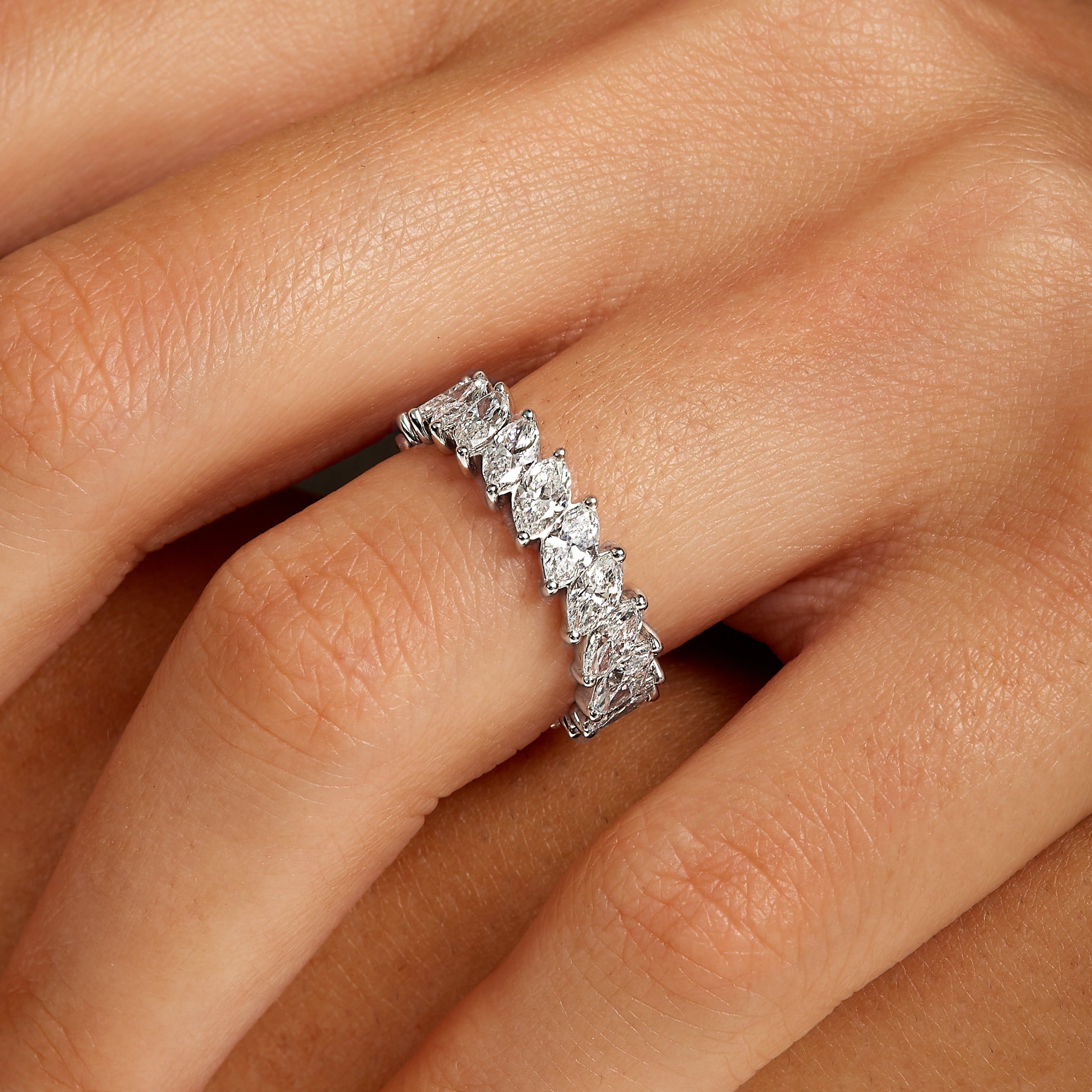 3.31ct Marquise Cut Diamond 18K White Gold Eternity Band