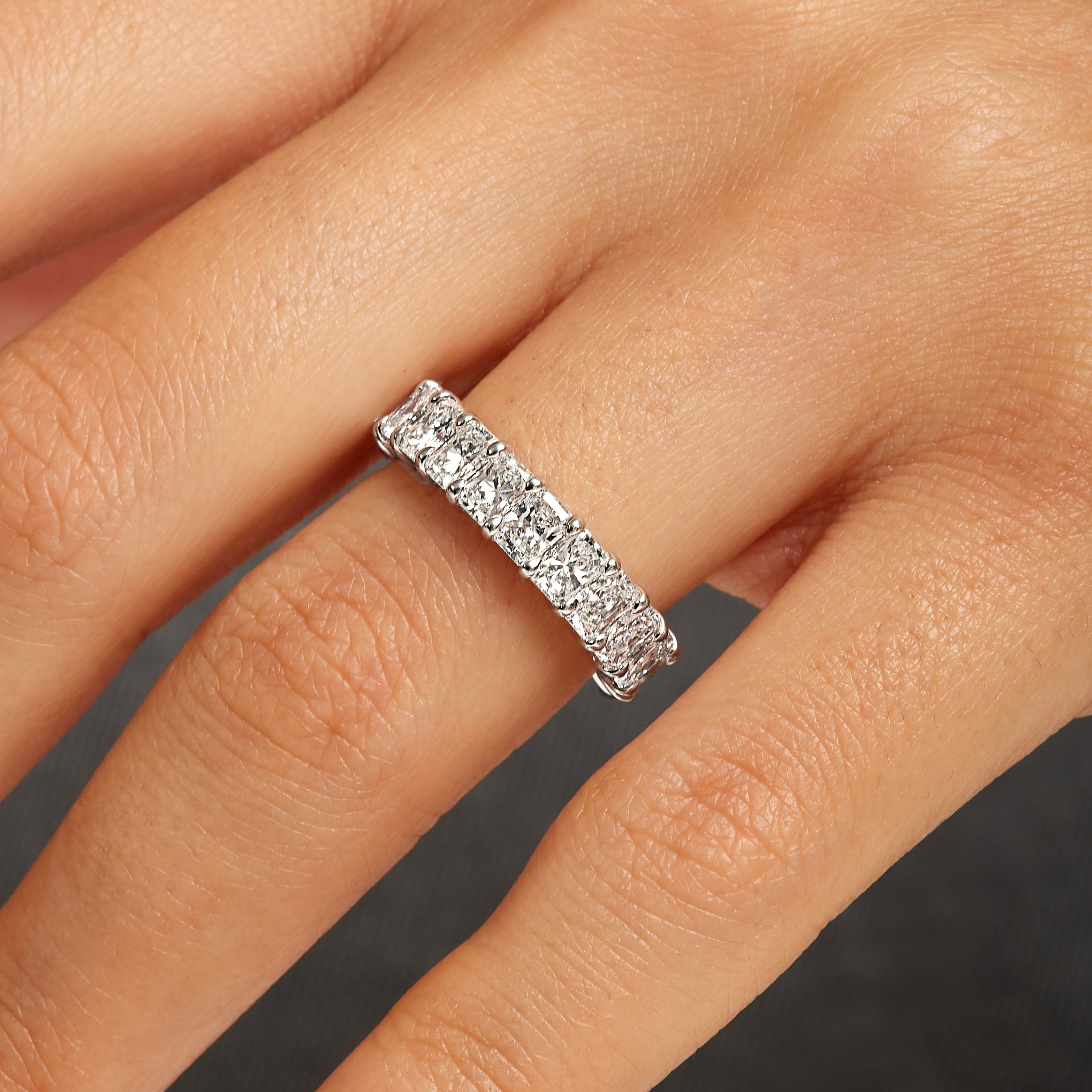 4.67ct Radiant Cut Platinum Diamond Eternity Band