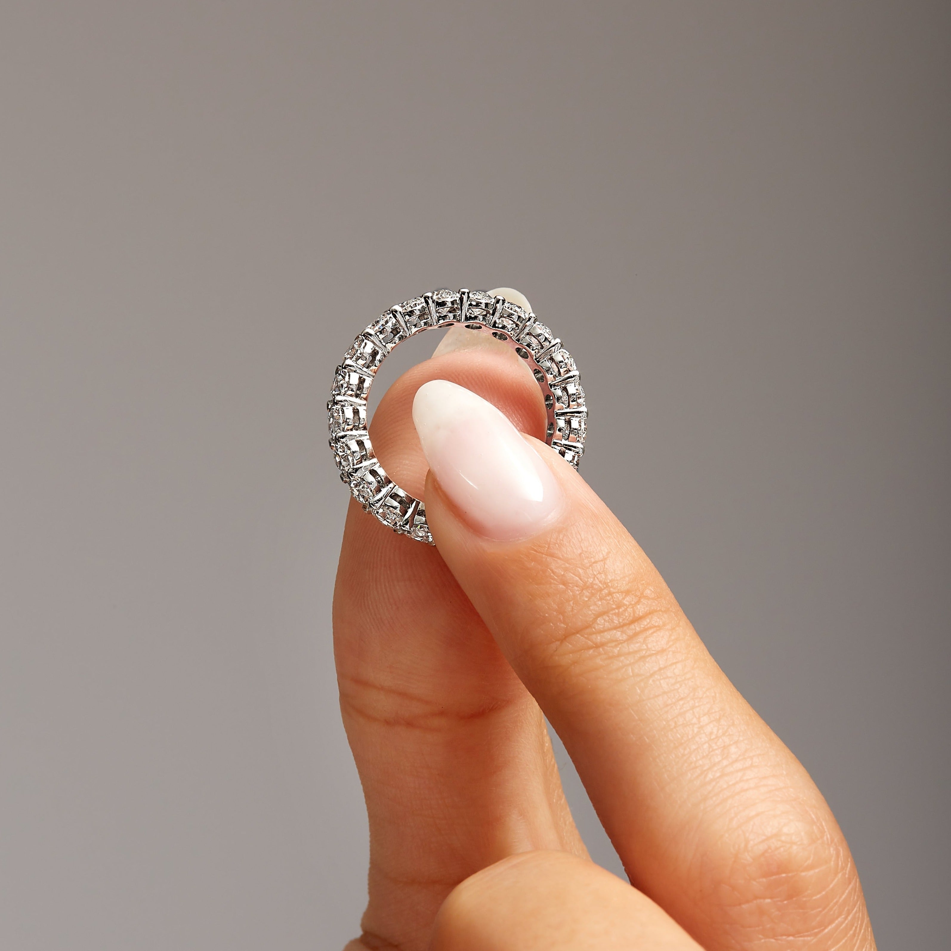 3.97ct Oval Cut Diamond Platinum Eternity Band