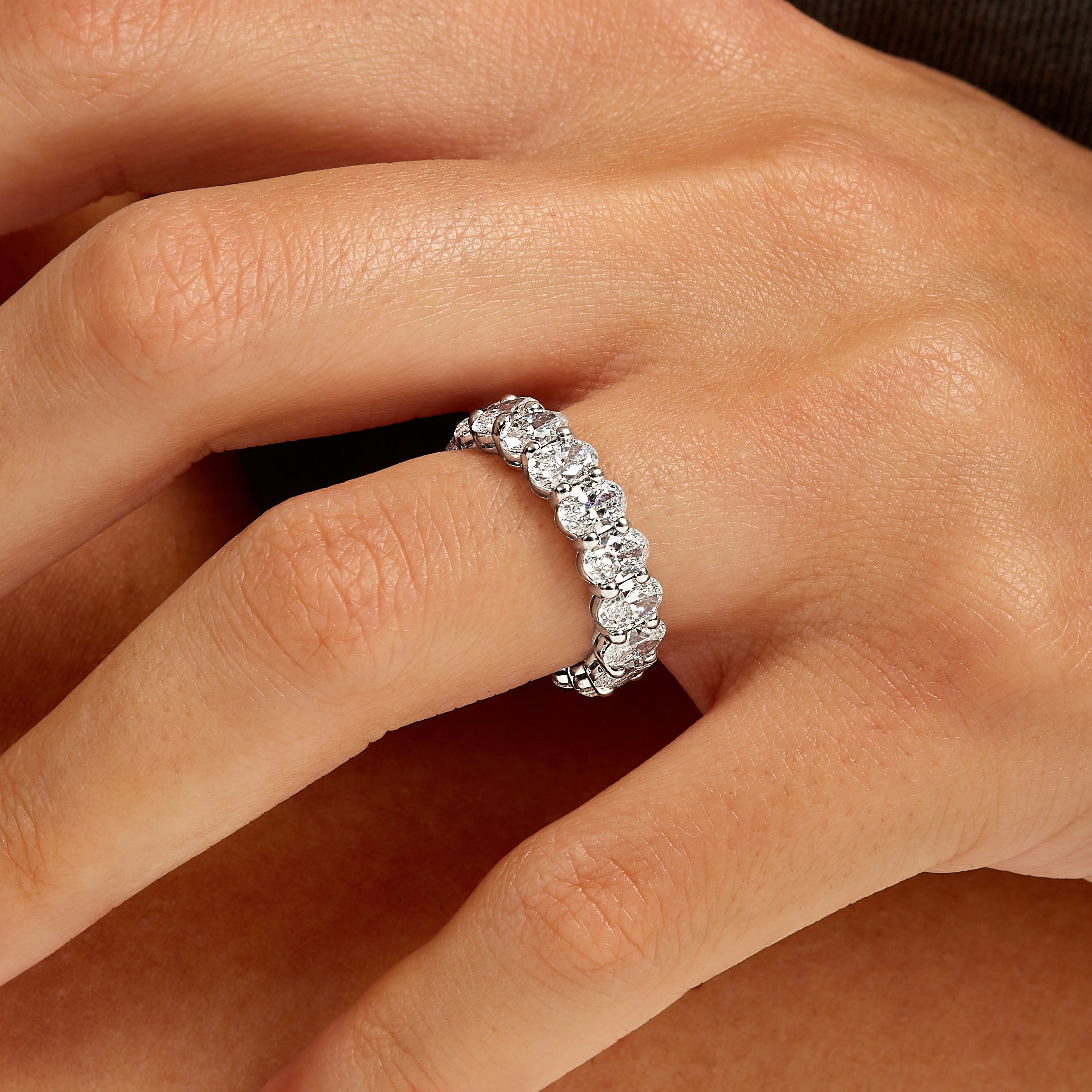 5.13ct Oval Cut Diamond Platinum Eternity Band, GIA Certified