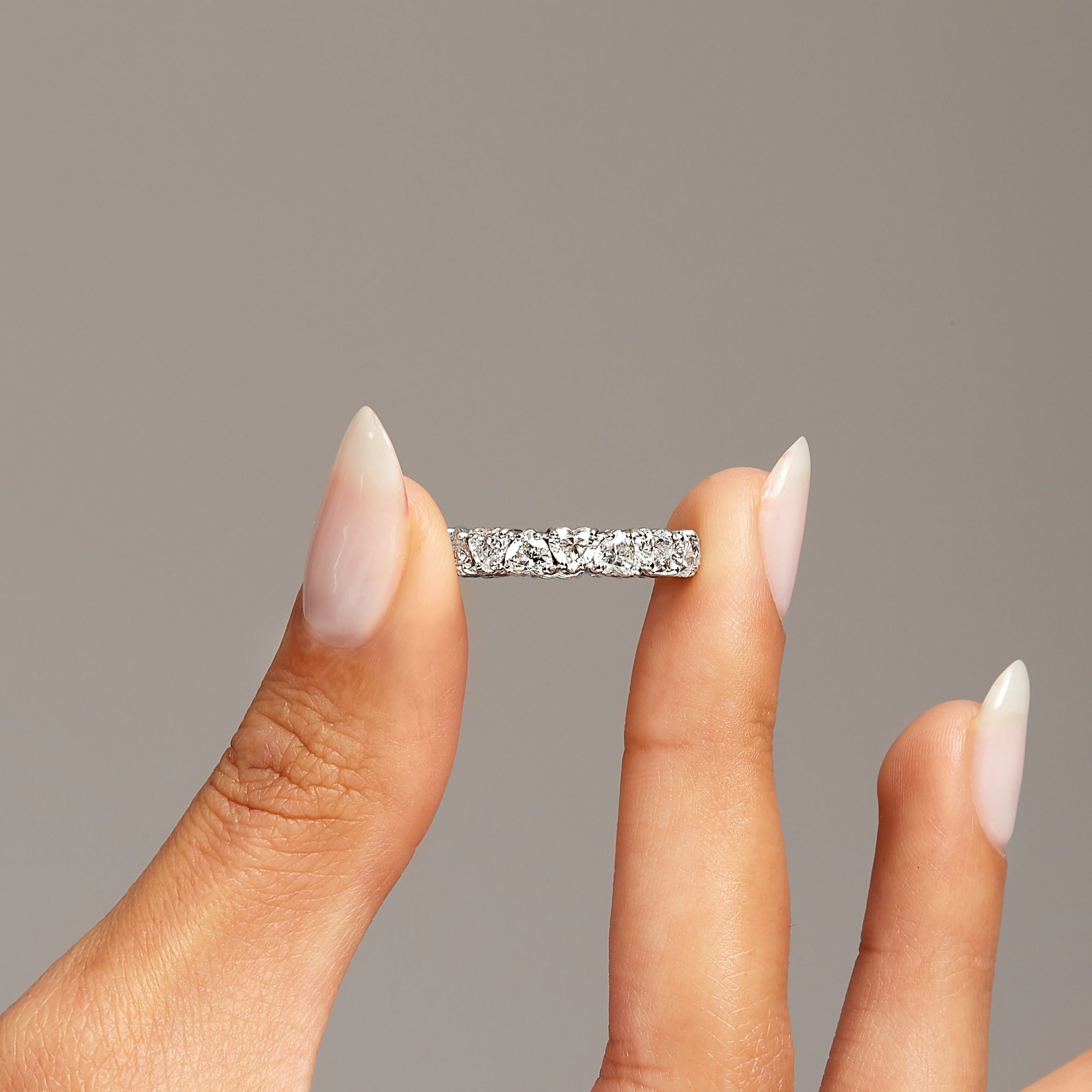 4.31ct Heart Shape Cut Diamond Platinum Eternity Band