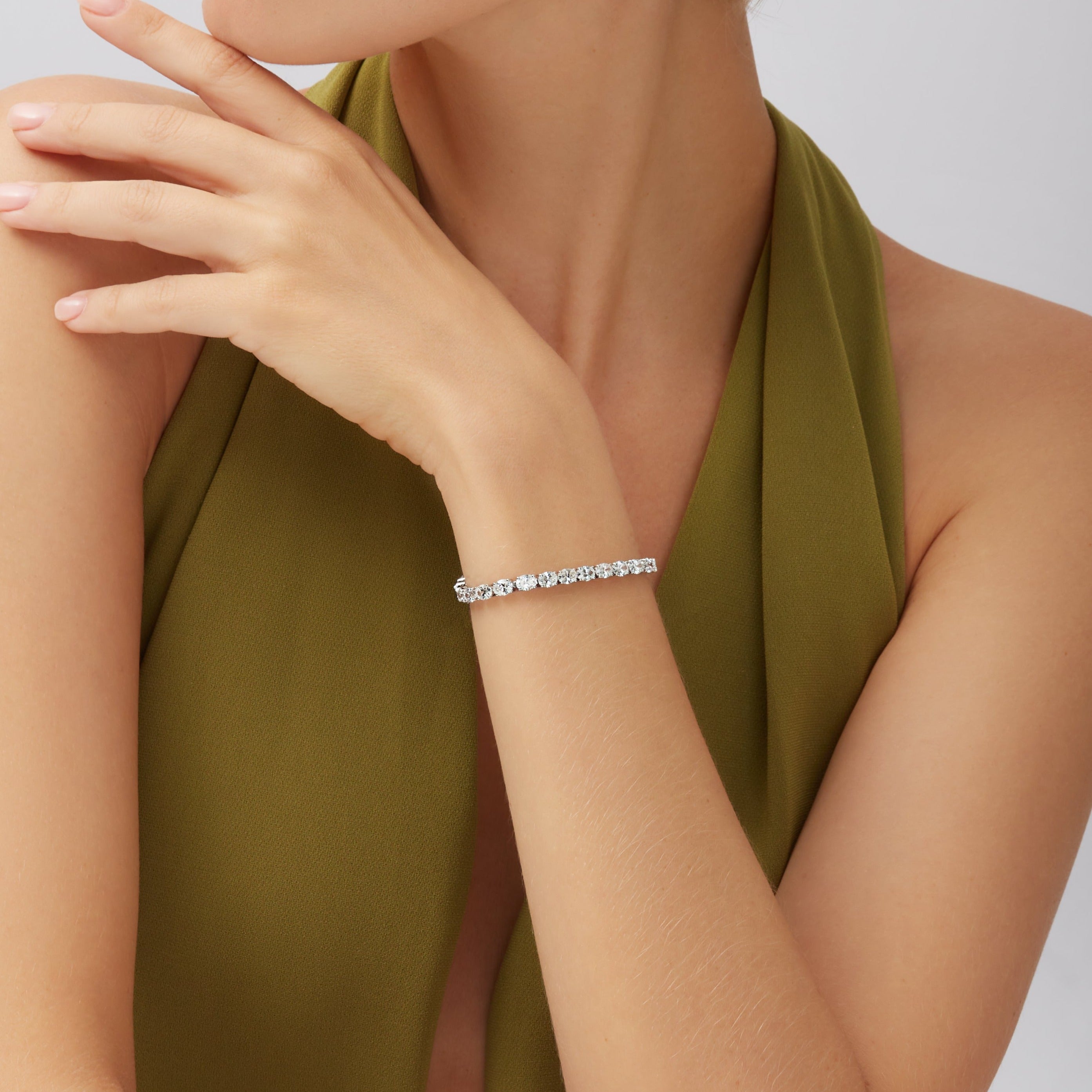 10.56ctw East-West Oval Cut Diamond Tennis Bracelet in 18K White Gold