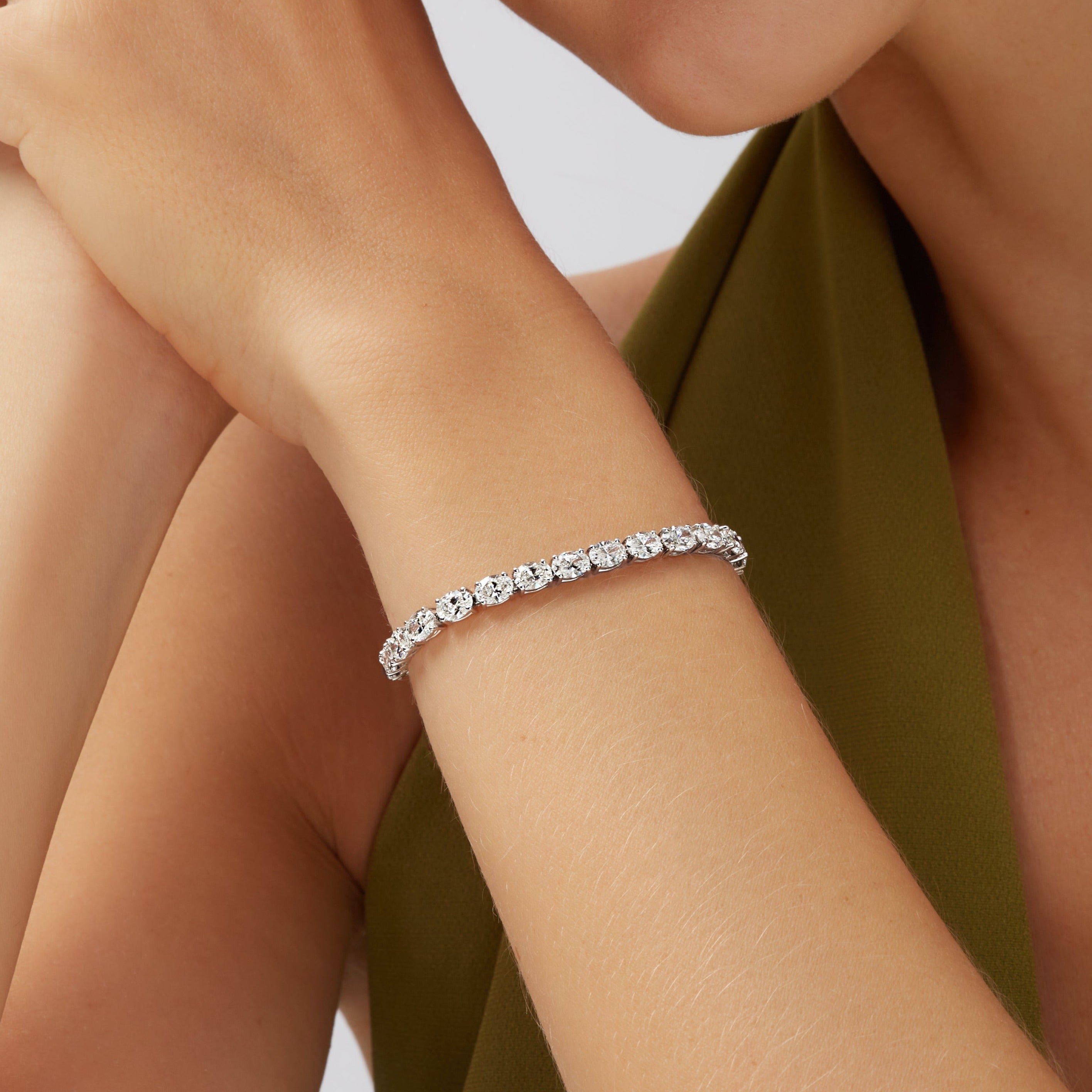10.56ctw East-West Oval Cut Diamond Tennis Bracelet in 18K White Gold