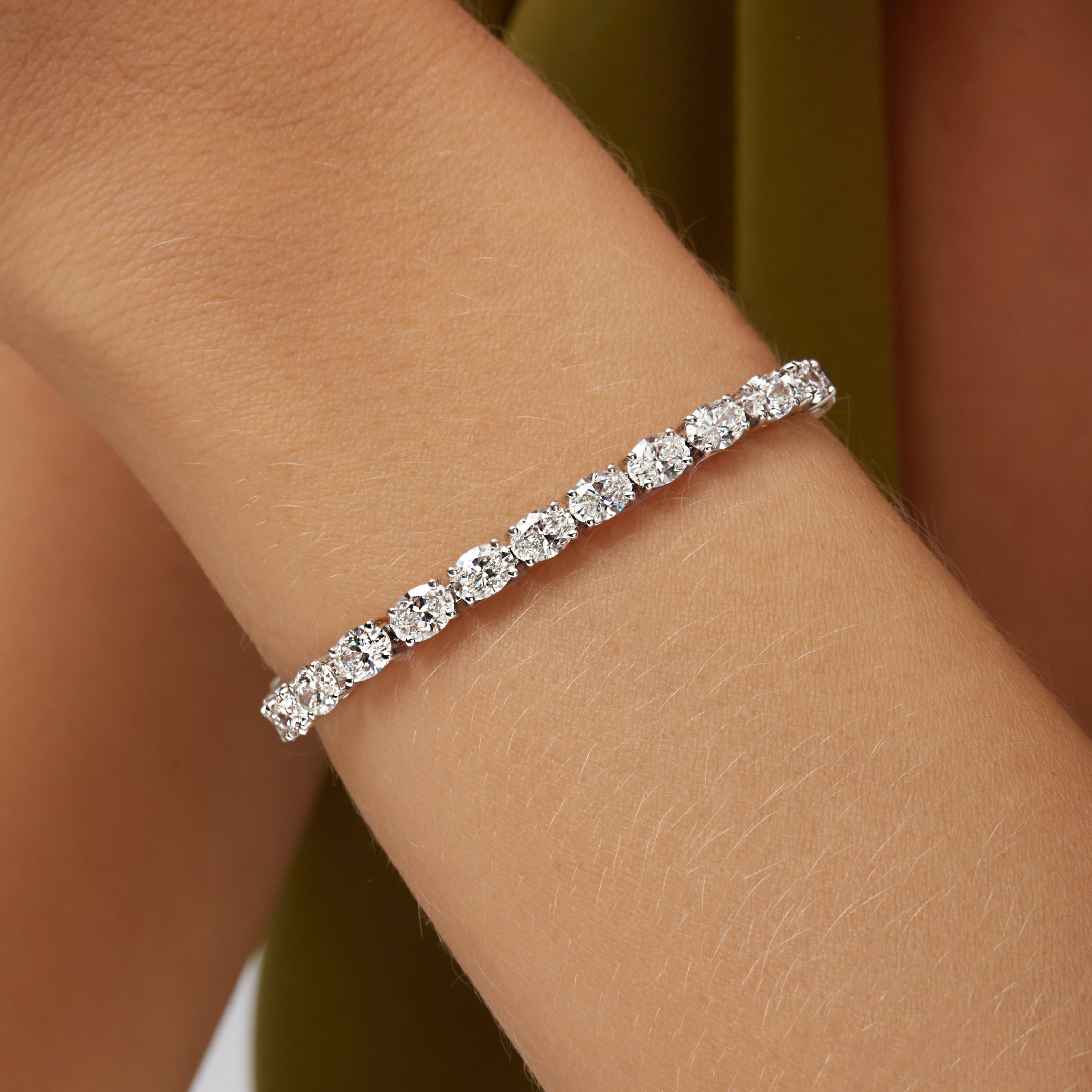 10.56ctw East-West Oval Cut Diamond Tennis Bracelet in 18K White Gold