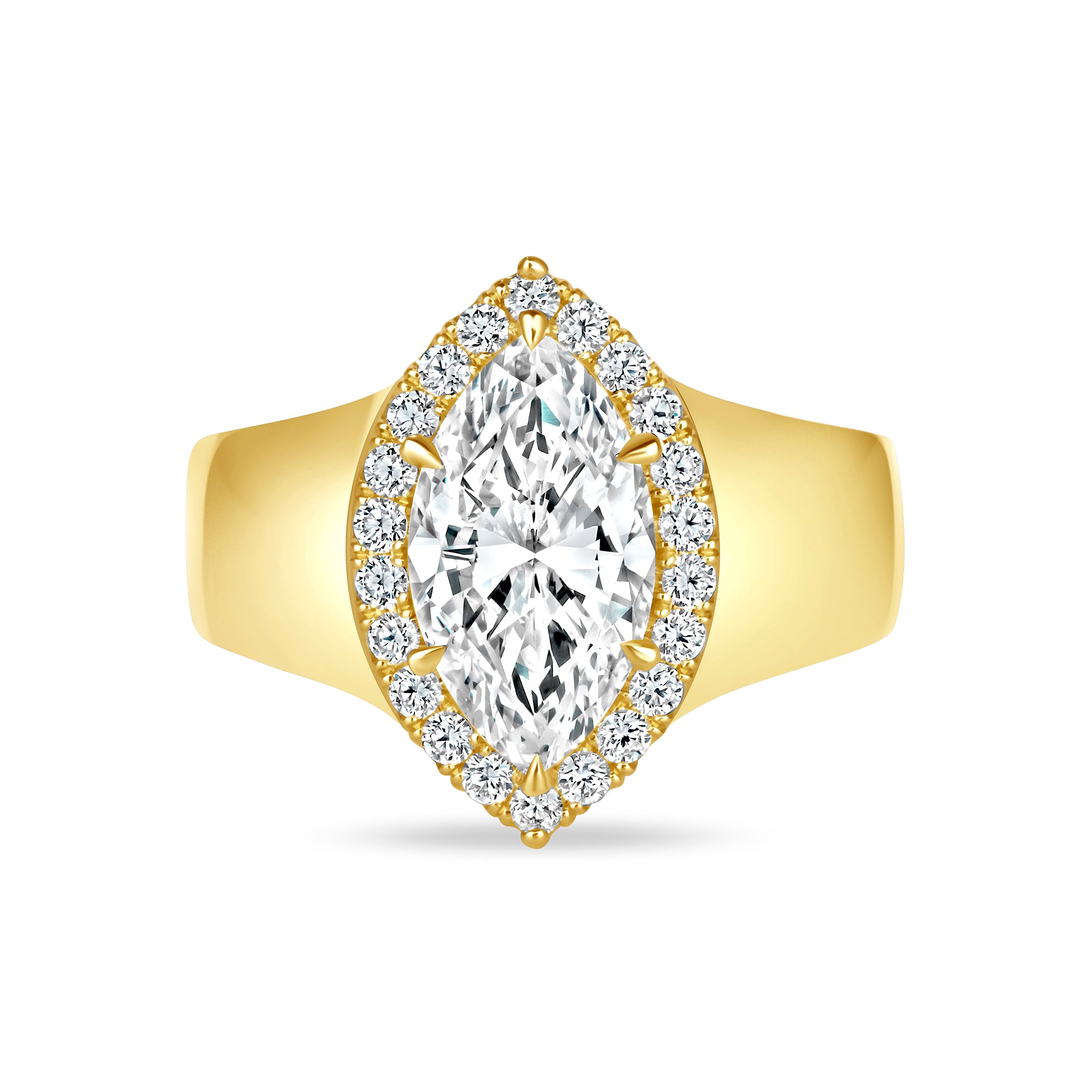 Marquise Cut Diamond Halo Ring in 18K Yellow Gold