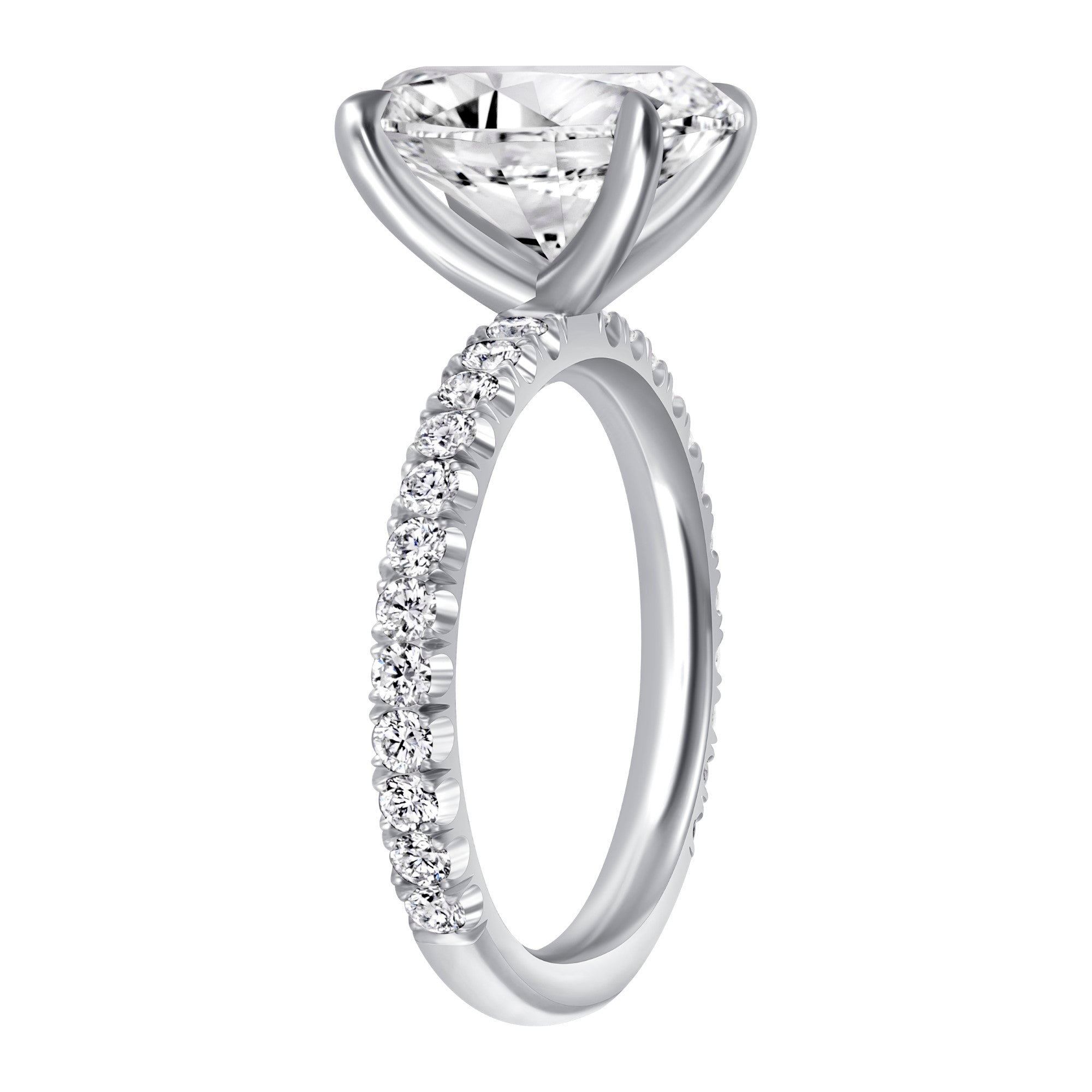 Oval Cut Diamond Pavé Engagement Ring in Platinum