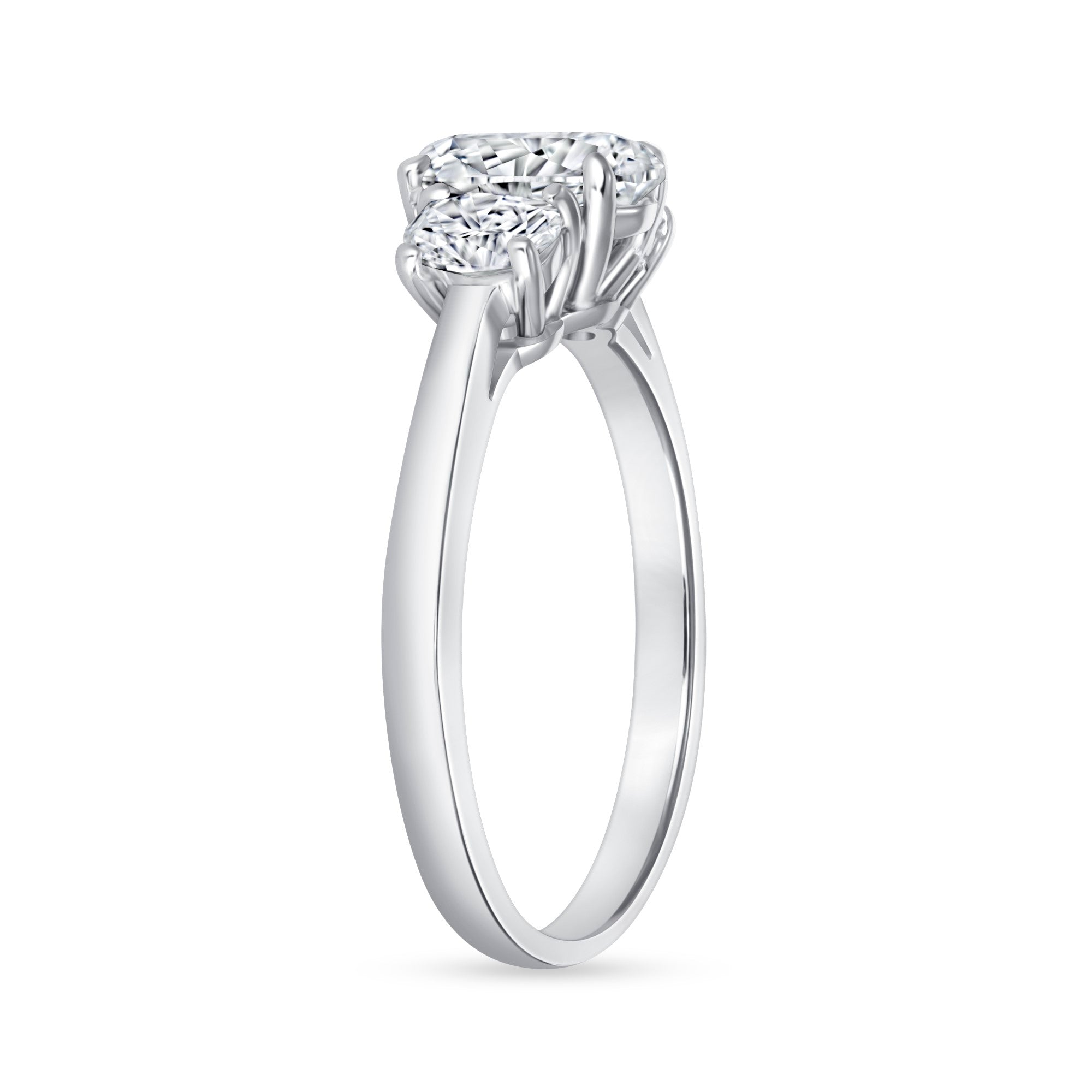 Oval Cut Diamond Three Stone Engagement Ring in Platinum