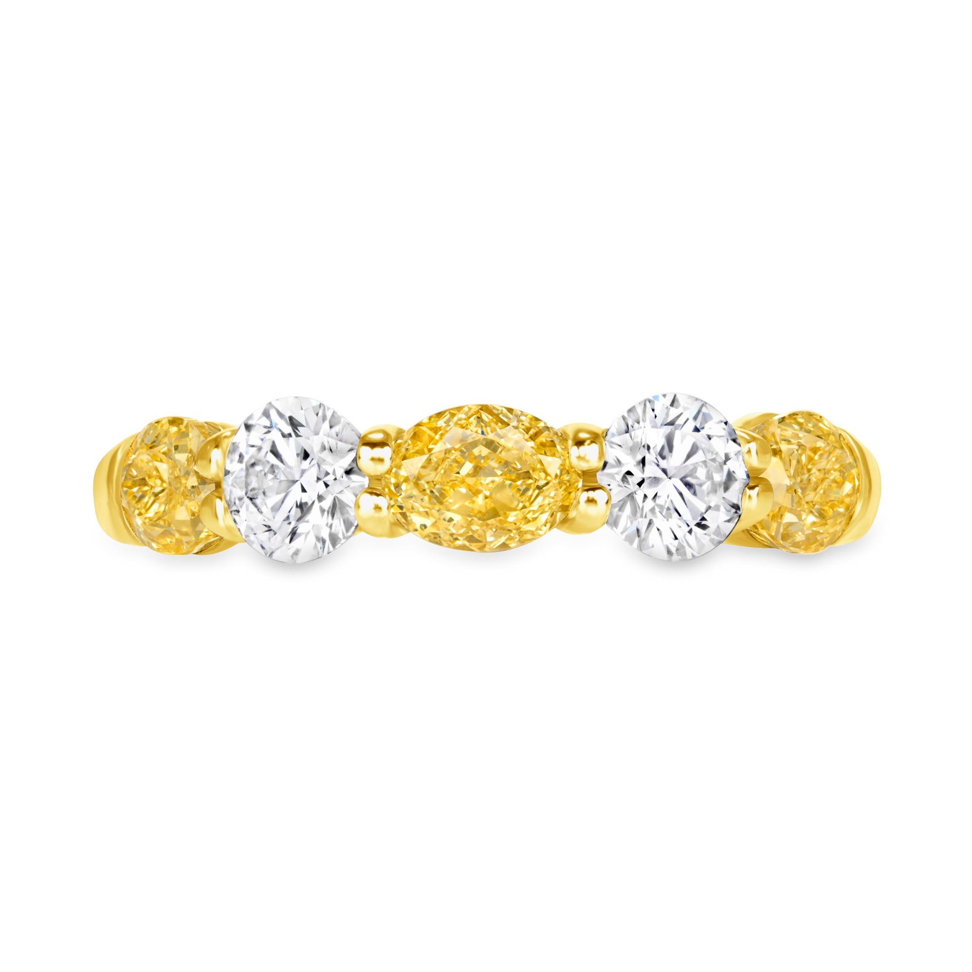 Oval Yellow and White Diamond Eternity Band in 18K Yellow Gold