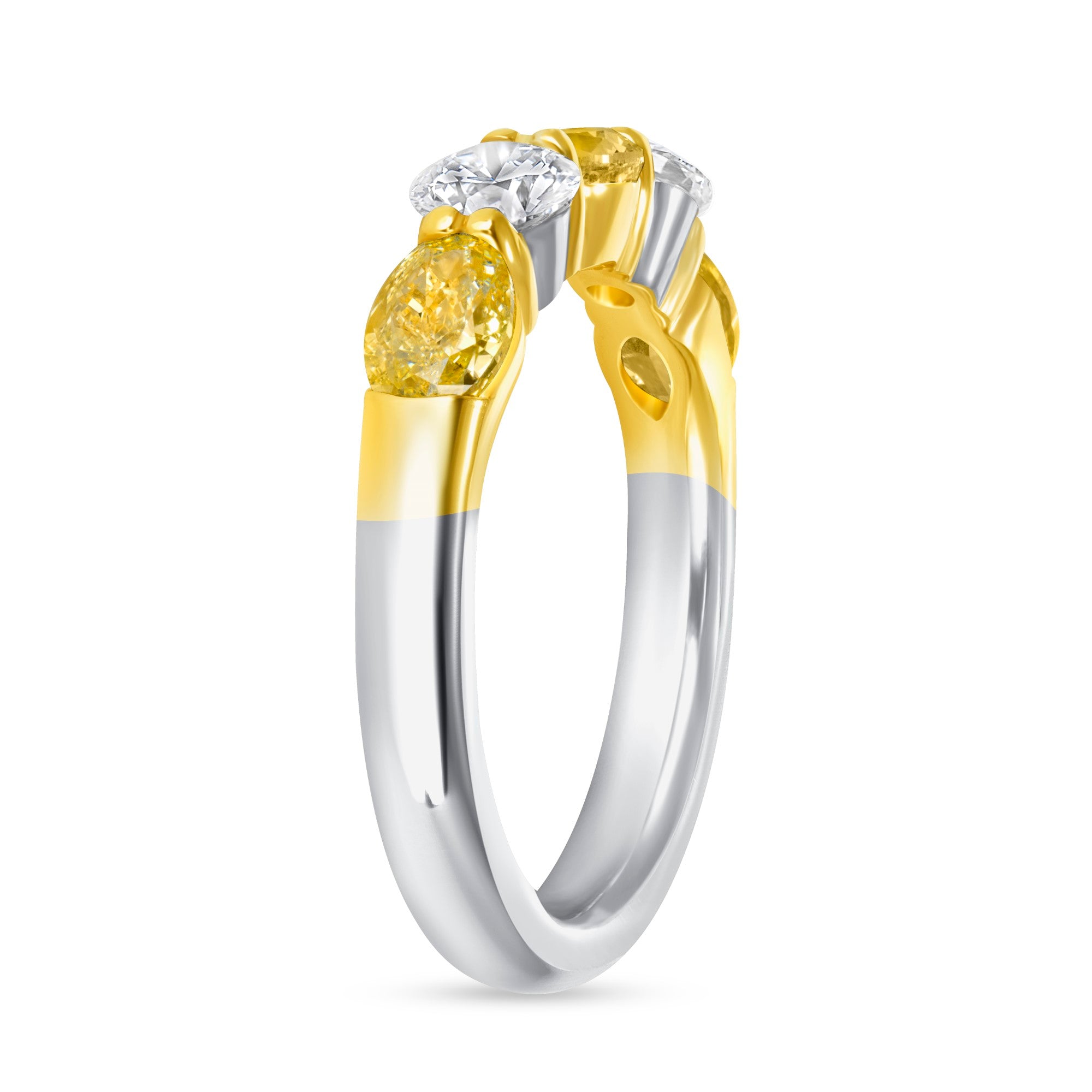 Oval Yellow and White Diamond Eternity Band in 18K Yellow Gold