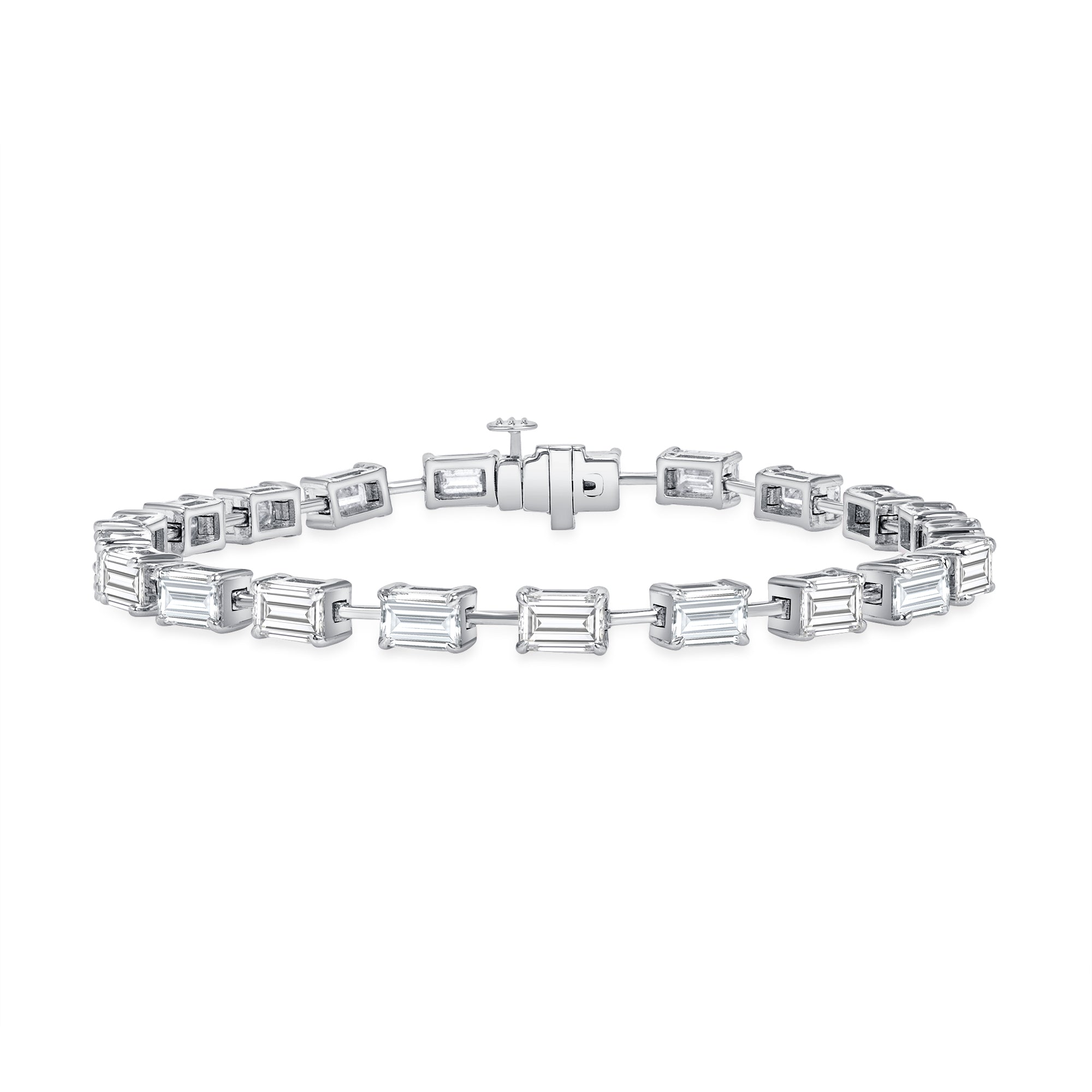 8.36ctw East-West Emerald Cut Diamond Tennis Bracelet in 18K White Gold