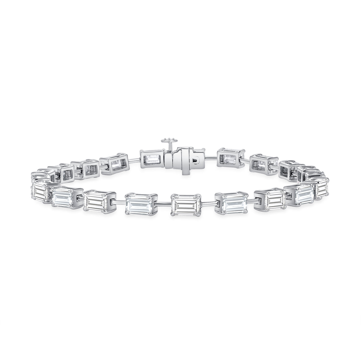 8.36ctw East-West Emerald Cut Diamond Tennis Bracelet in 18K White Gol