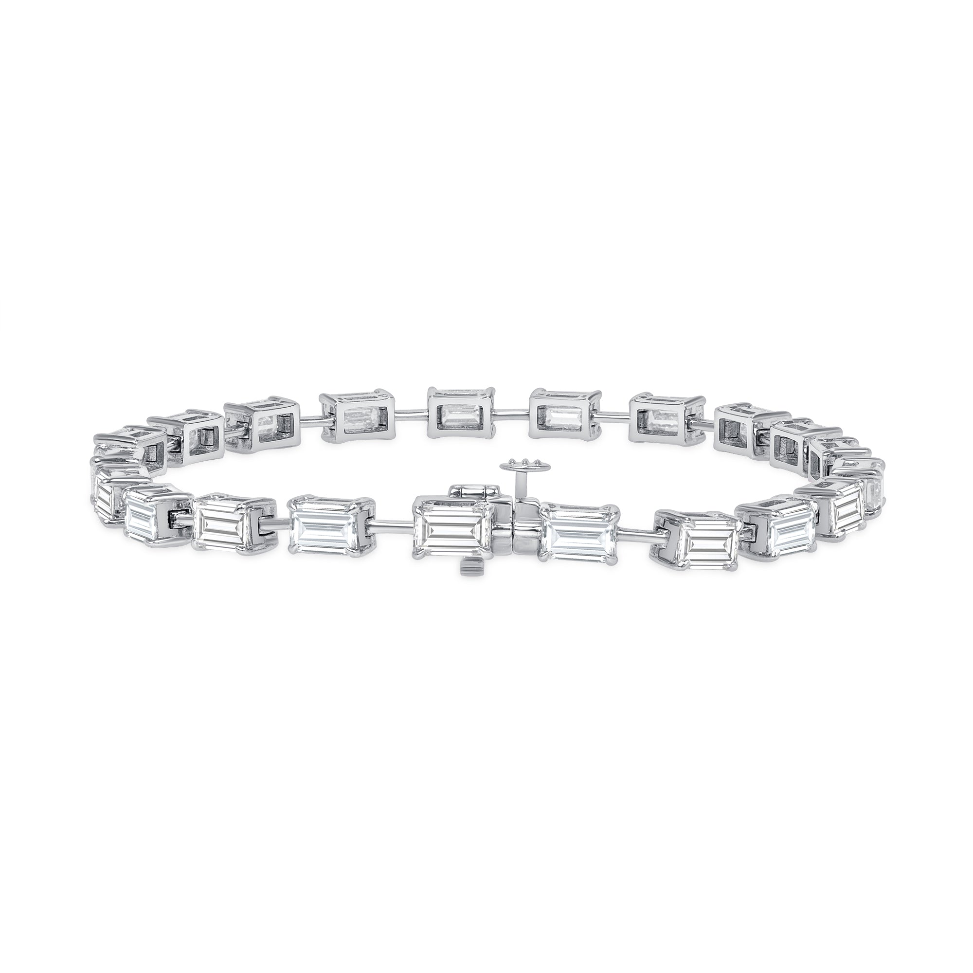 8.36ctw East-West Emerald Cut Diamond Tennis Bracelet in 18K White Gold