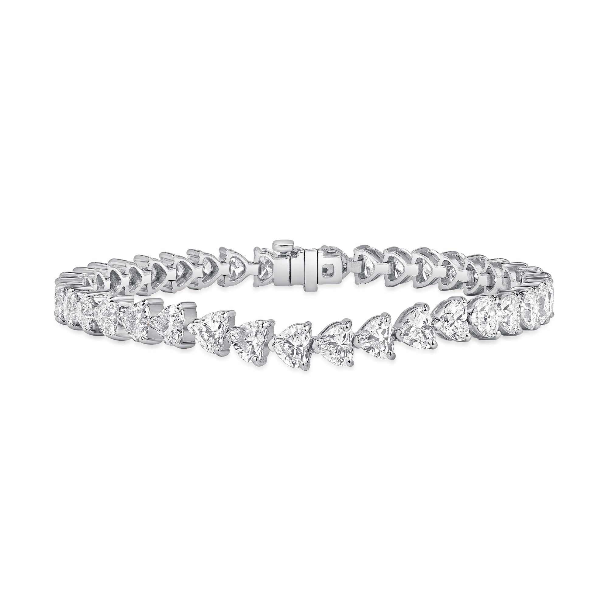 12.28ctw East-West Heart Cut Diamond Tennis Bracelet in 18K White Gold