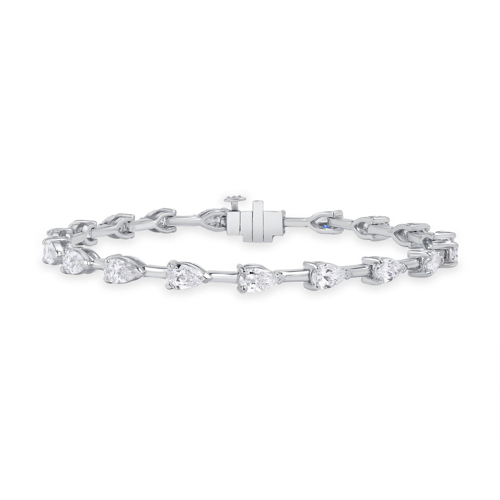 4.50ctw East-West Pear Cut Diamond Tennis Bracelet in 18K White Gold