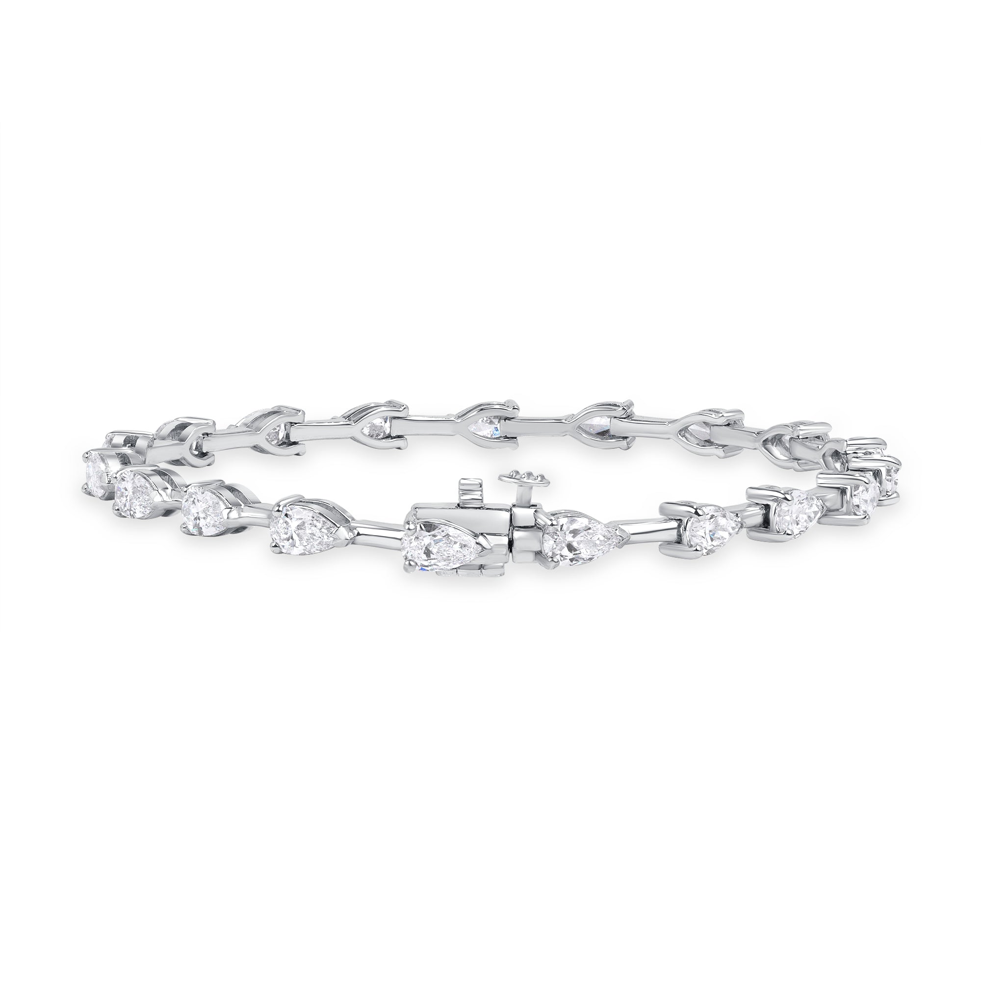 4.50ctw East-West Pear Cut Diamond Tennis Bracelet in 18K White Gold
