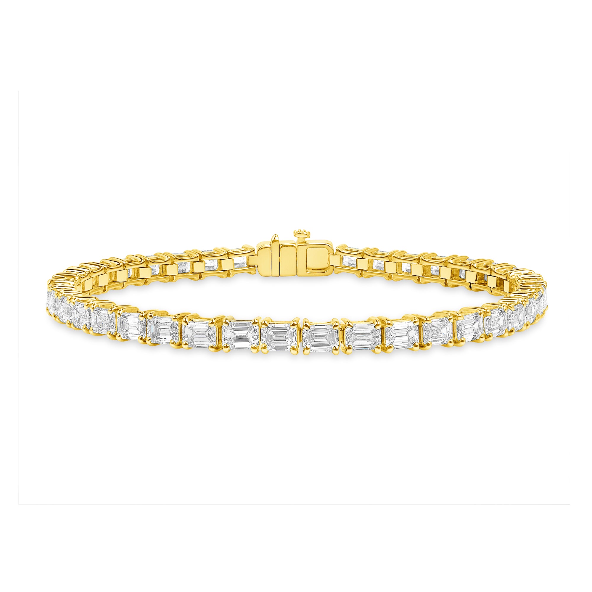 11.10ctw Emerald Cut Diamond Tennis Bracelet in 18K Yellow Gold