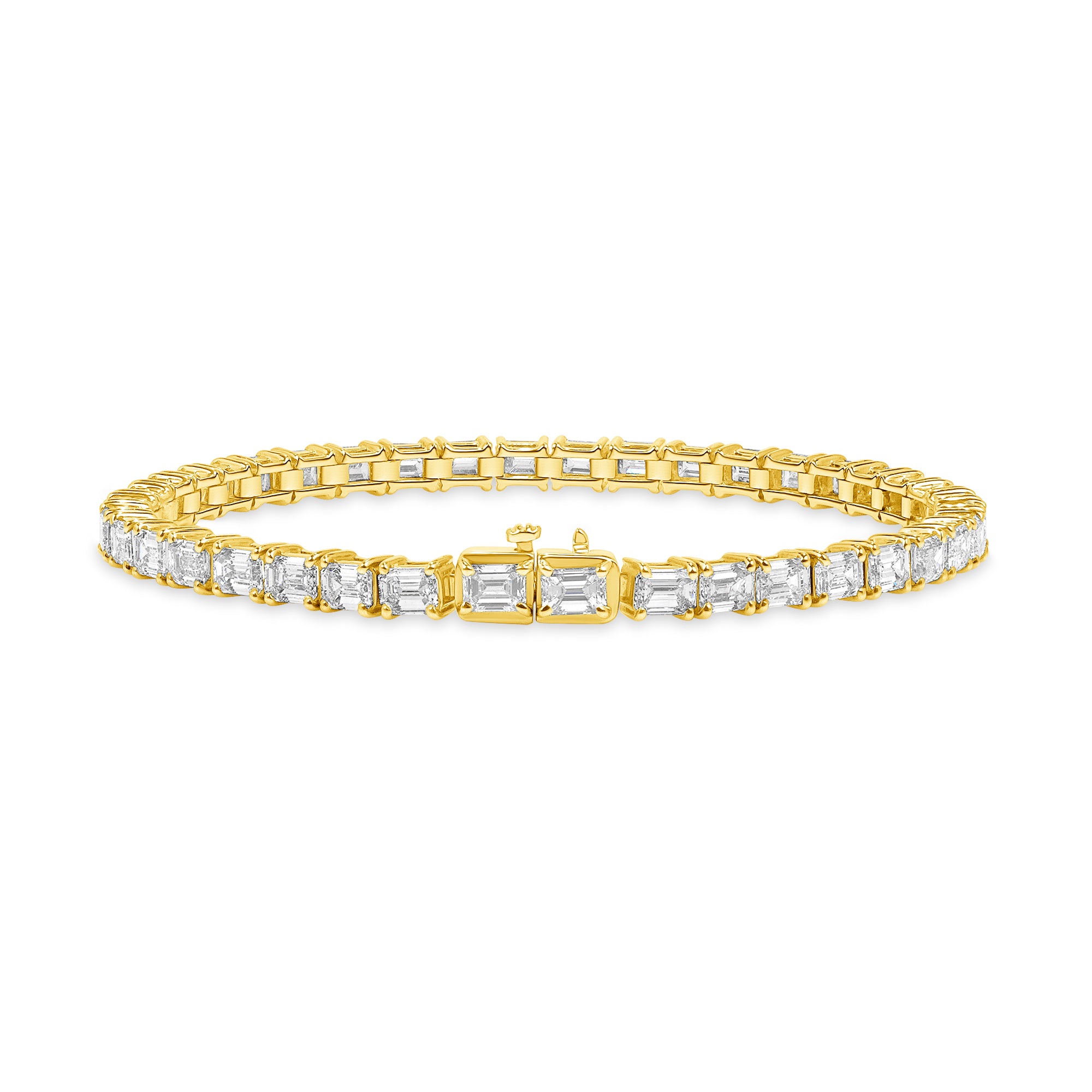 11.10ctw Emerald Cut Diamond Tennis Bracelet in 18K Yellow Gold