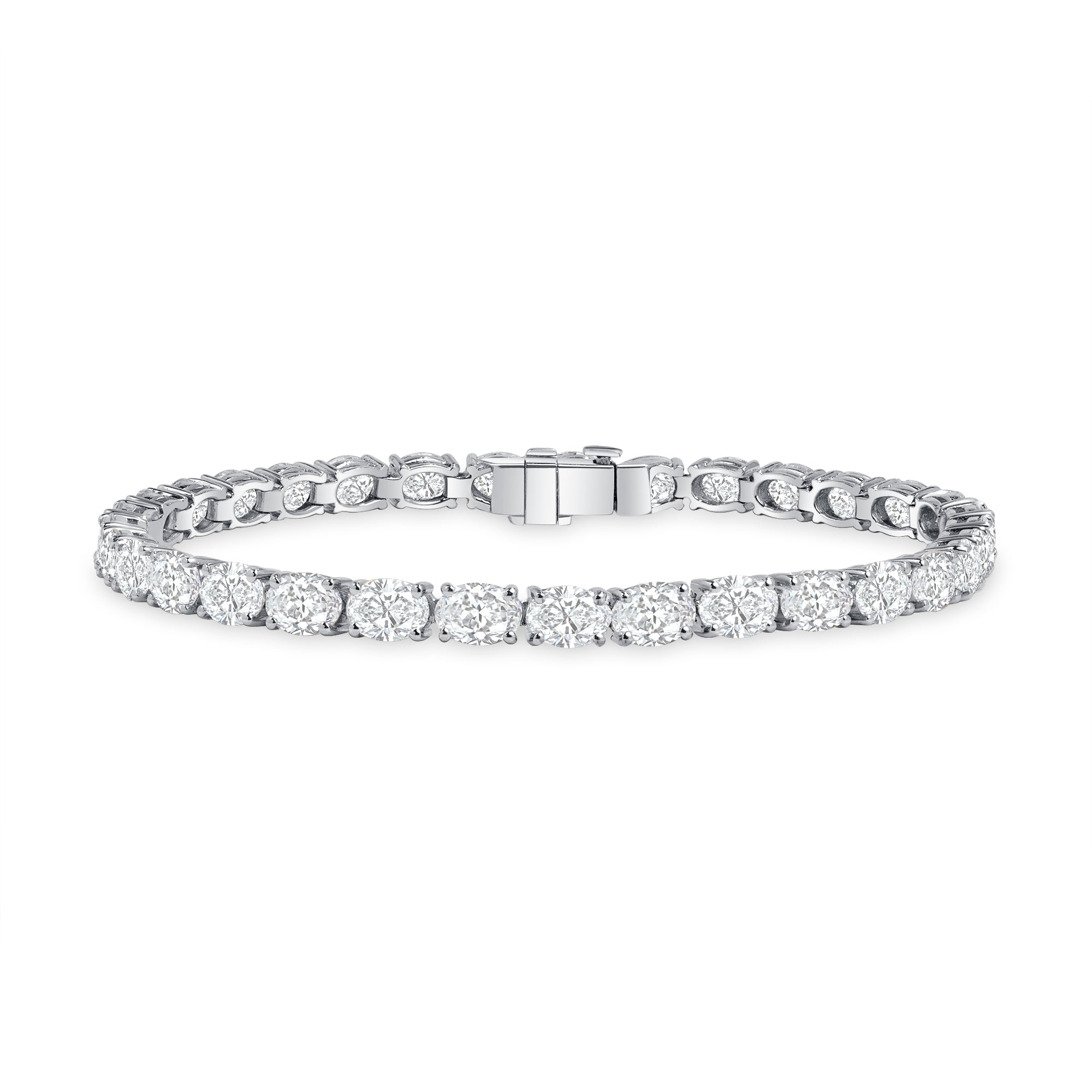 10.56ctw East-West Oval Cut Diamond Tennis Bracelet in 18K White Gold